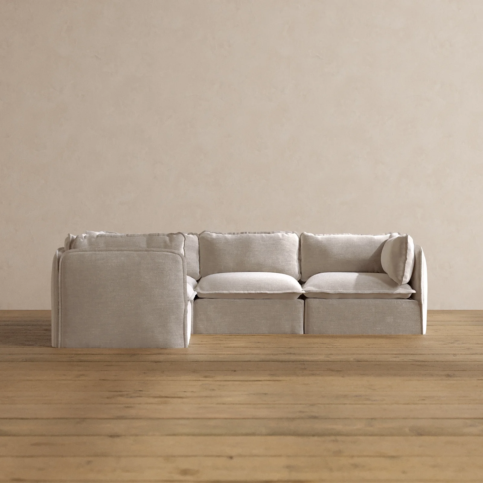 Modular Washable 4-Seater Corner Sectional in Mist | Deluxe+ Seat | Cloud Pillow