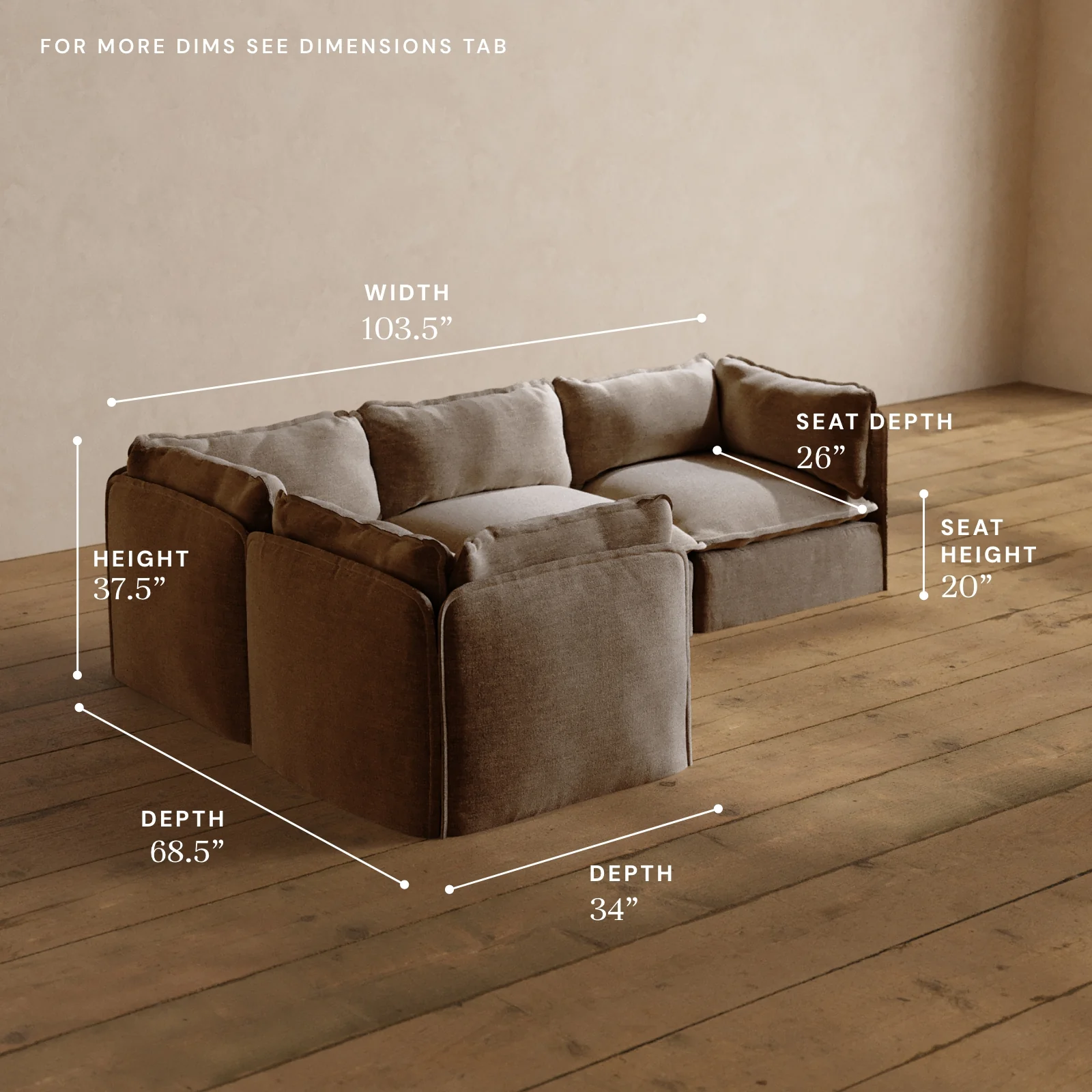 Modular Washable 4-Seater Corner Sectional in Mist | Deluxe+ Seat | Cloud Pillow - Image 5