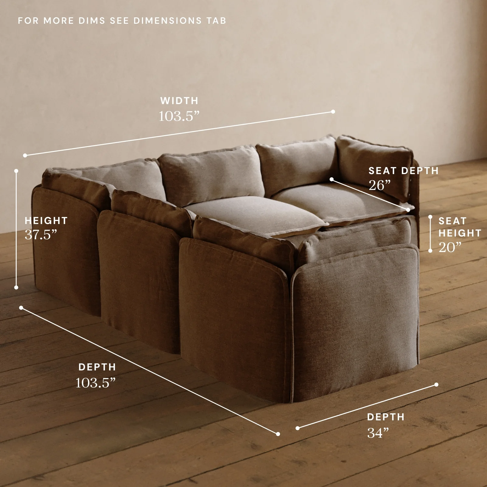 Modular Washable 5-Seater Corner Sectional in Mist | Deluxe+ Seat | Cloud Pillow - Image 5