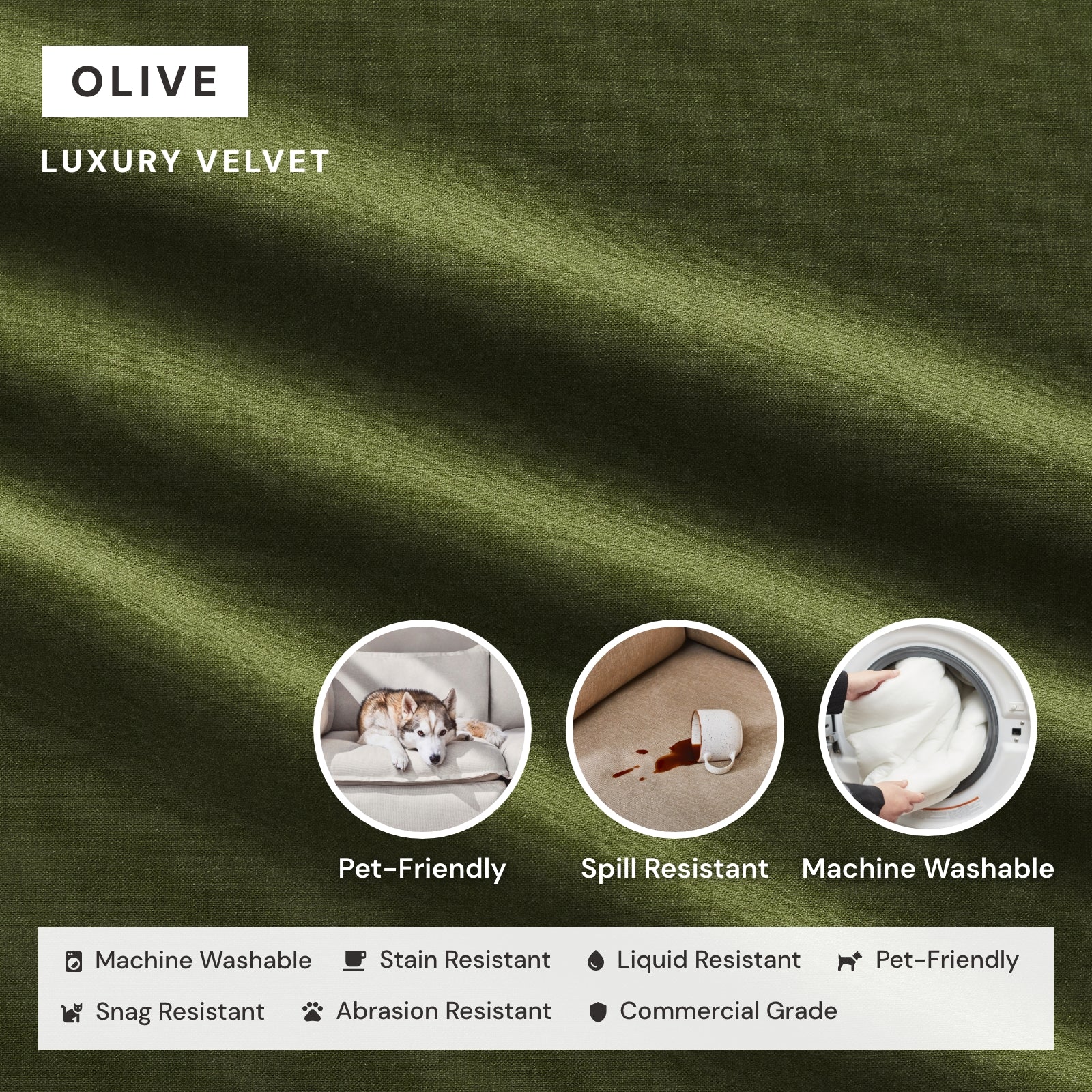 Elevate Comfort Layer Set for 4-Seater Corner Sectional | Luxury Velvet in Olive - Image 6