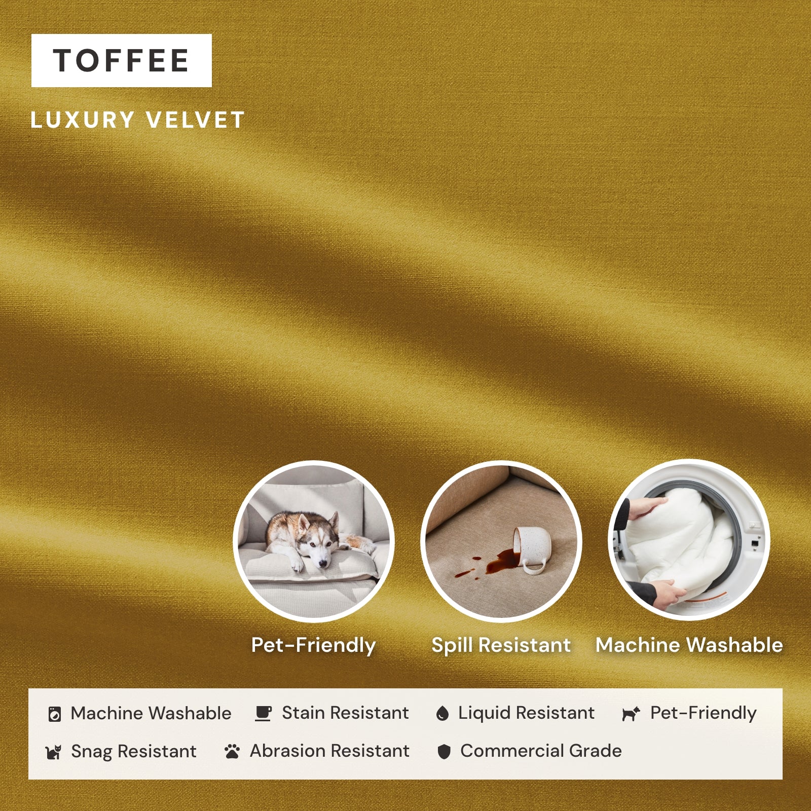 Elevate Comfort Layer Set for 6-Seater Open-Ends U-Sectional | Luxury Velvet in Toffee - Image 6