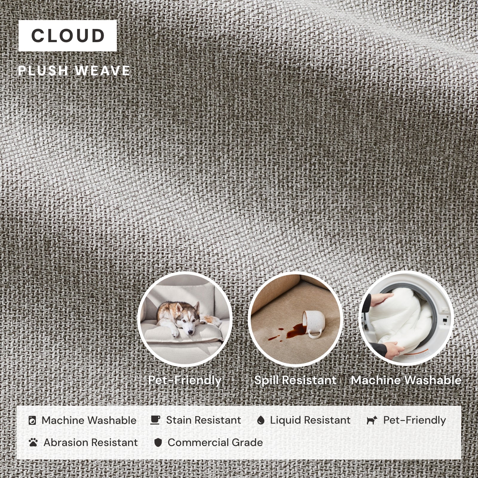 Elevate Comfort Layer Set for 6-Seater Open-Ends U-Sectional | Plush Weave in Cloud - Image 6