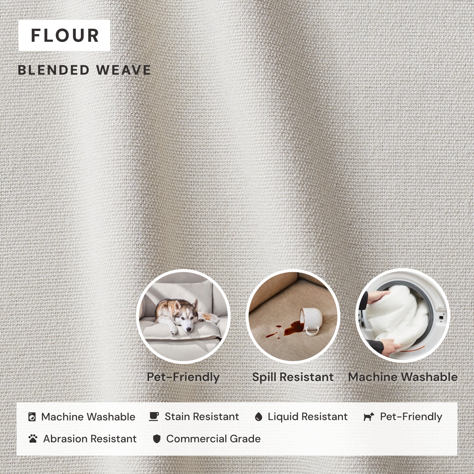 Elevate Comfort Layer Set for 7-Seater Open-Ends Corner Sectional + Bench Ottoman | Blended Weave in Flour - Image 6