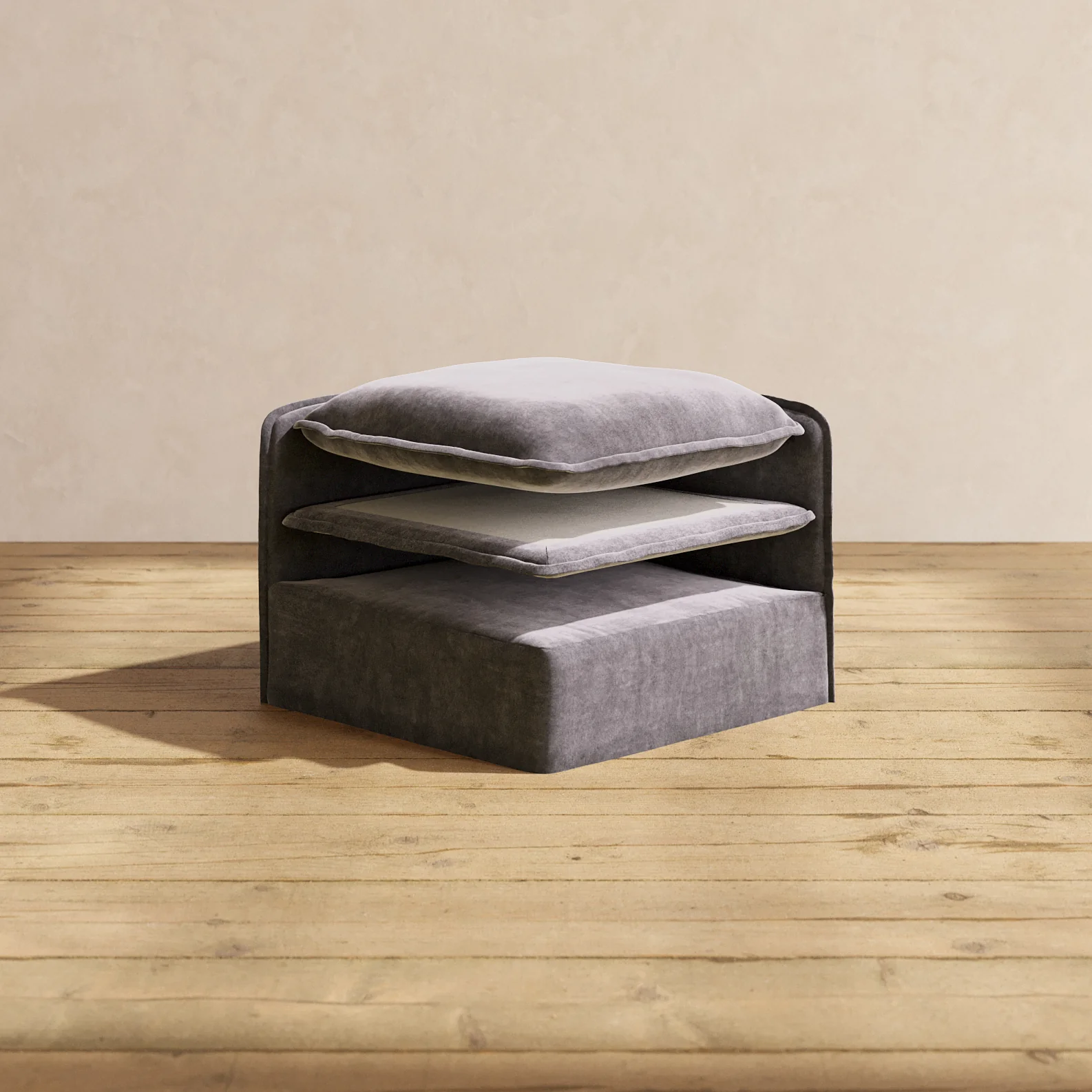Elevate Comfort Layer Set for 8-Seater U-Sectional + Ottoman | Luxury Velvet in Cinder