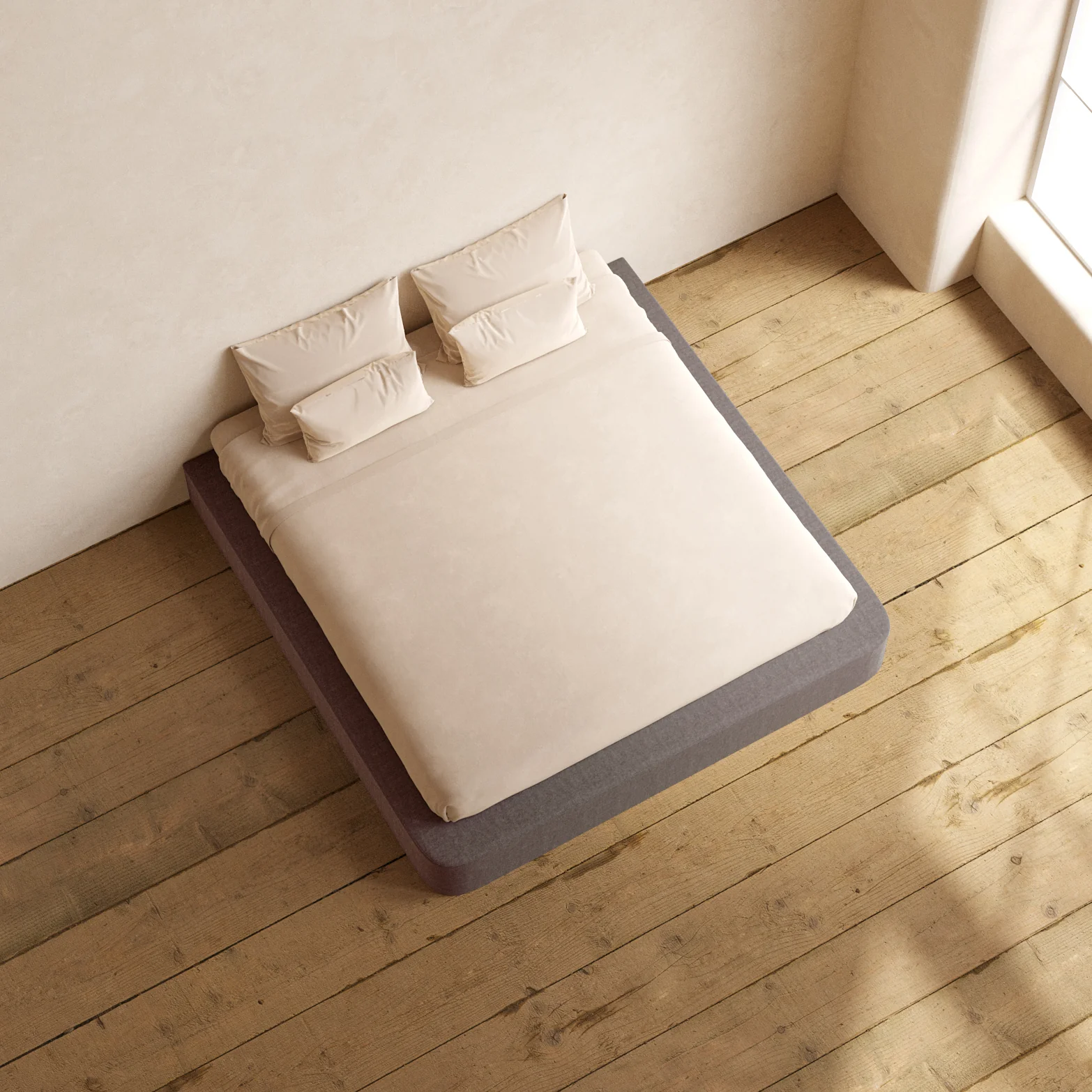 King Upholstered Platform Bed | Heirloom Velvet in Caviar - Image 8