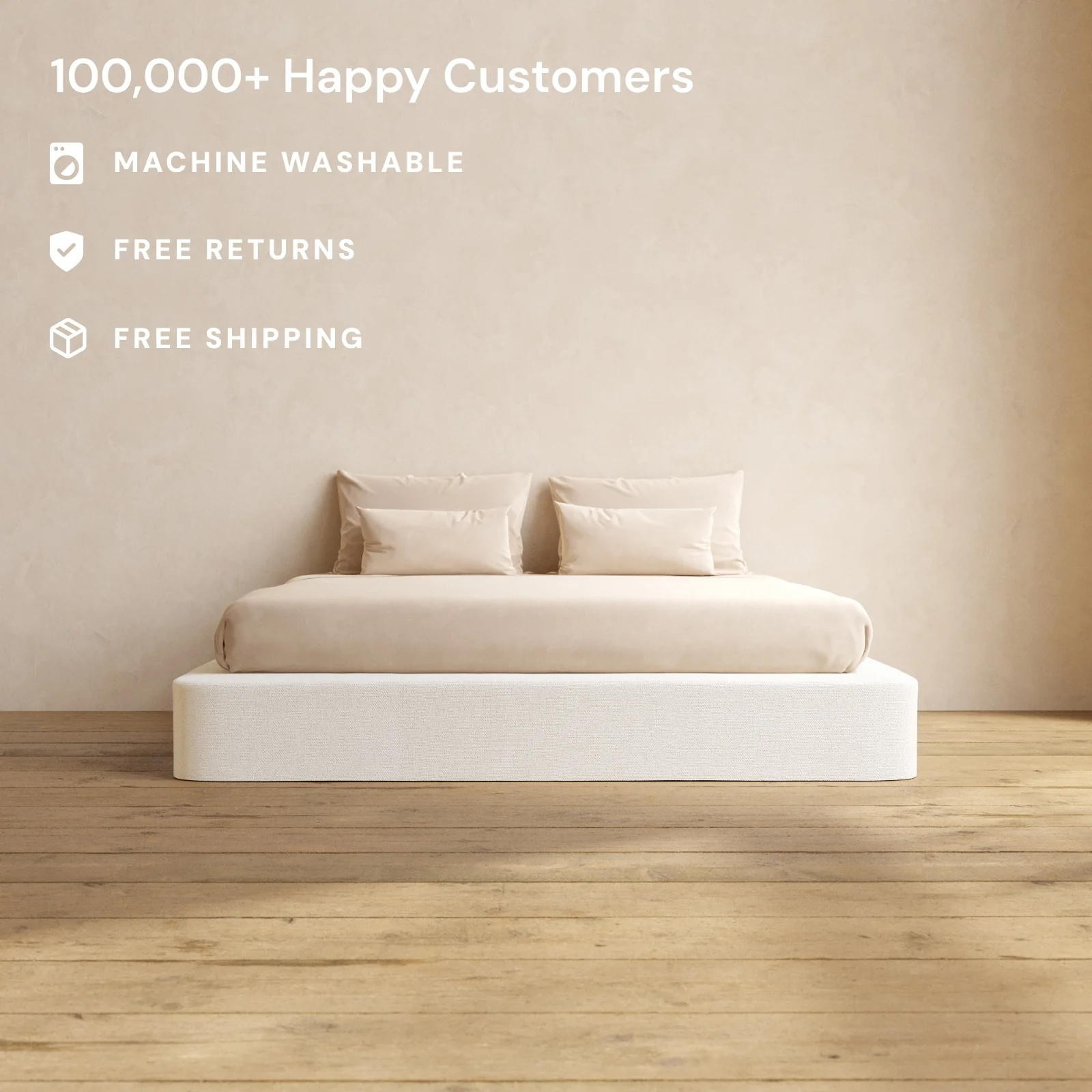 King Upholstered Platform Bed | Knit Velvet in Powder - Image 2
