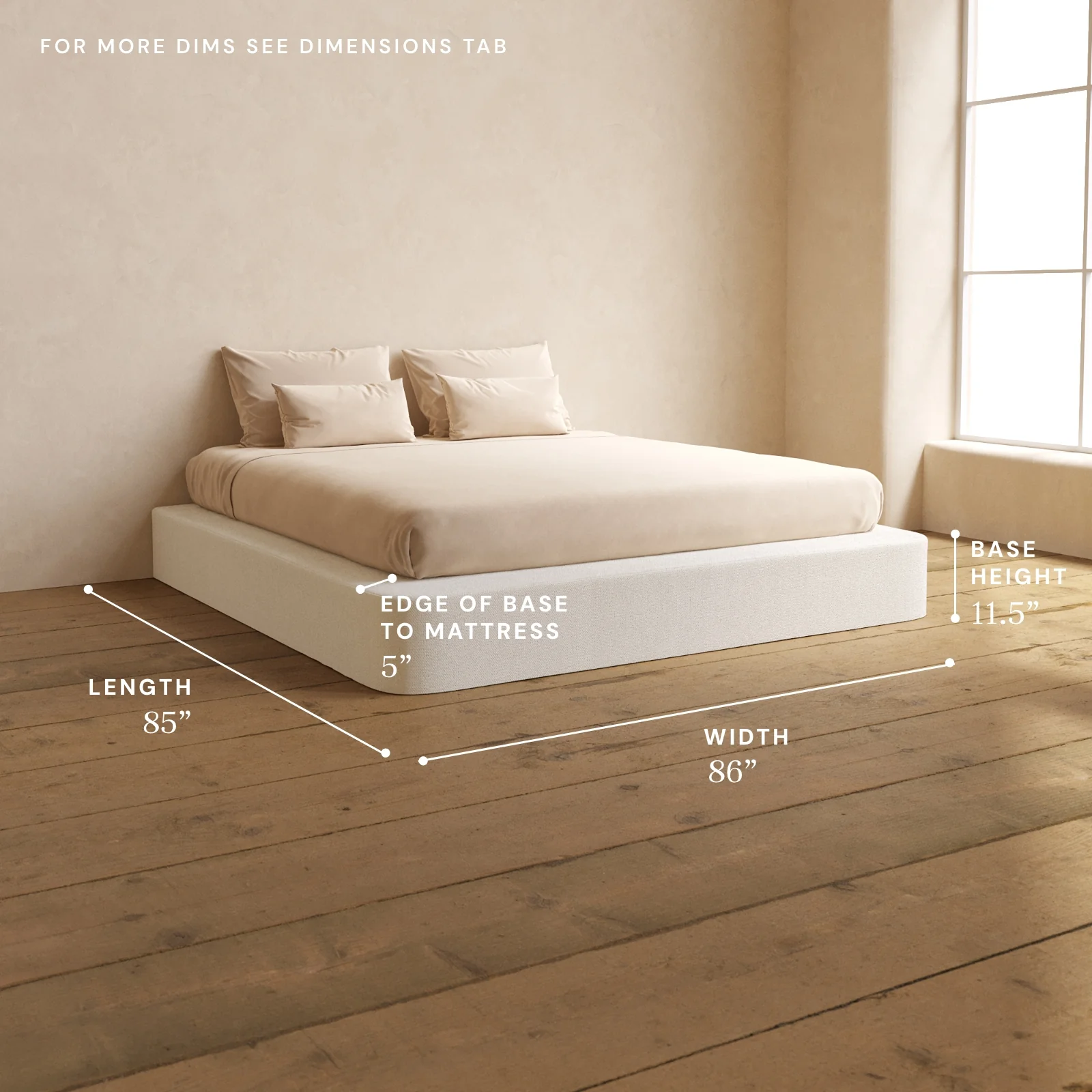 King Upholstered Platform Bed | Knit Velvet in Powder - Image 5
