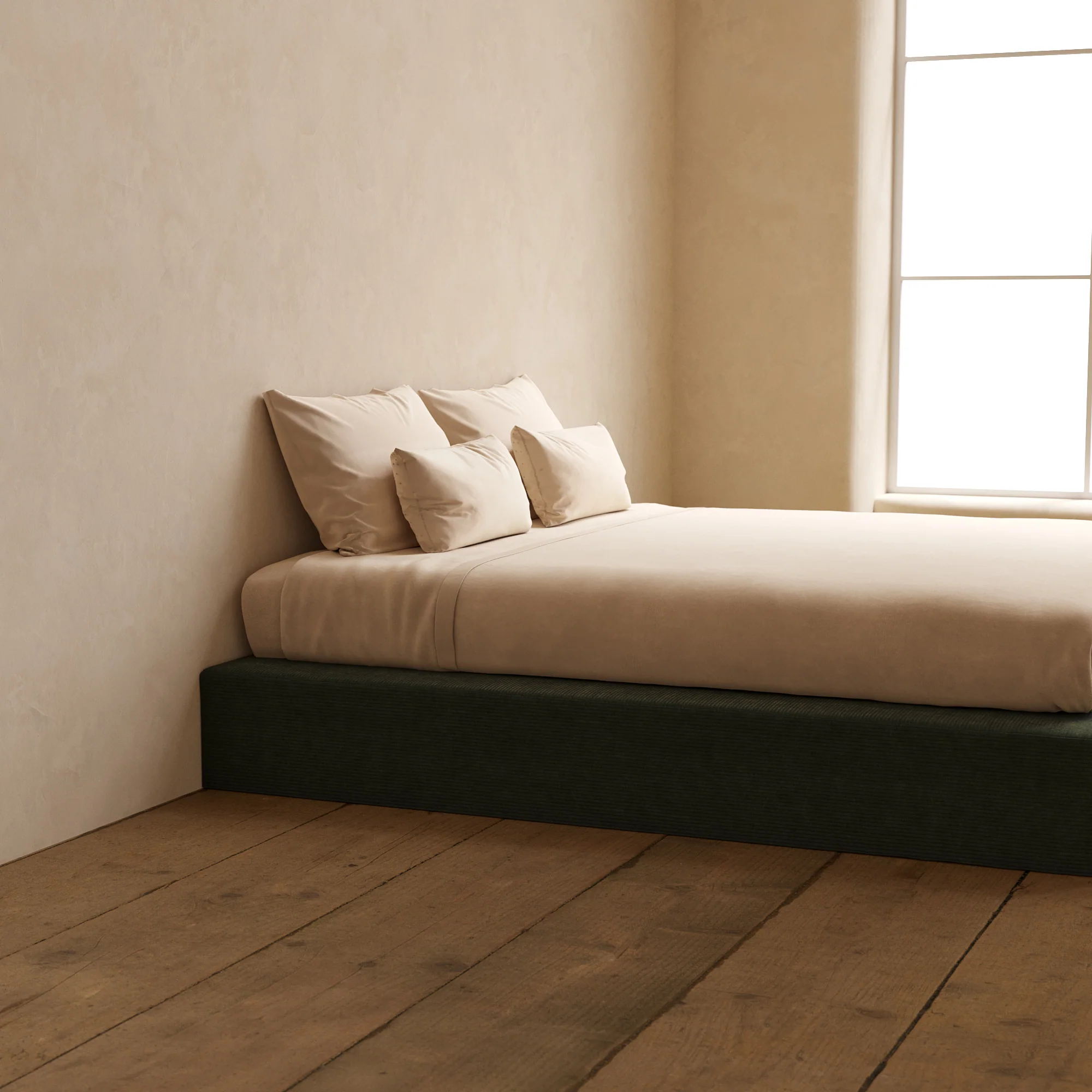King Upholstered Platform Bed | Luxe Corduroy in Olivine - Image 7