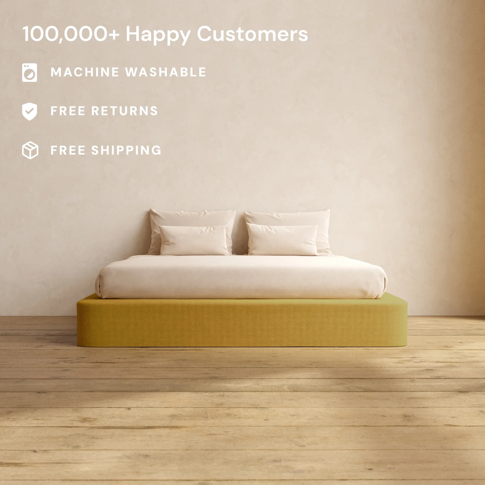 King Upholstered Platform Bed | Mizu Weave in Kiiro - Image 2