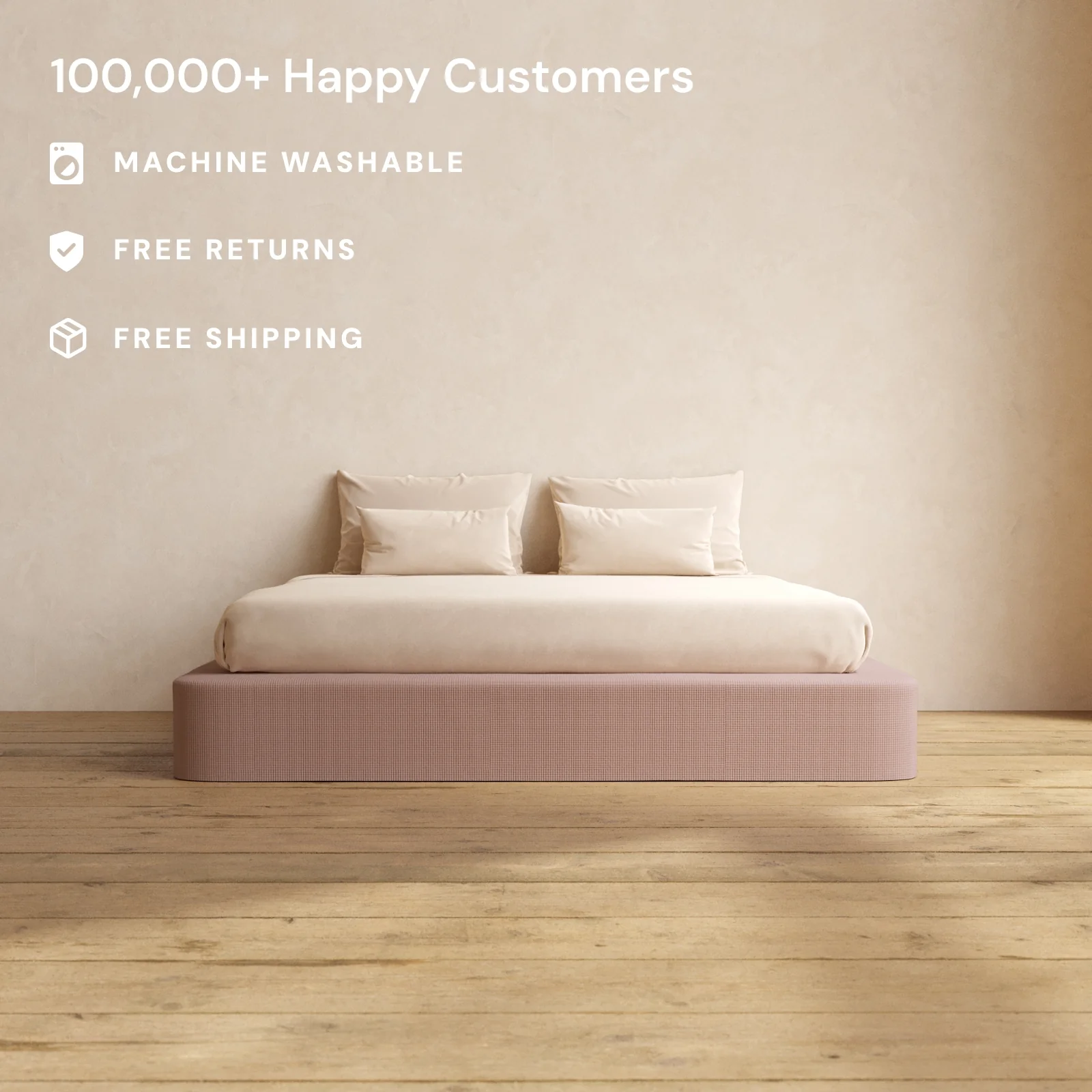 King Upholstered Platform Bed | Mizu Weave in Sakura - Image 2