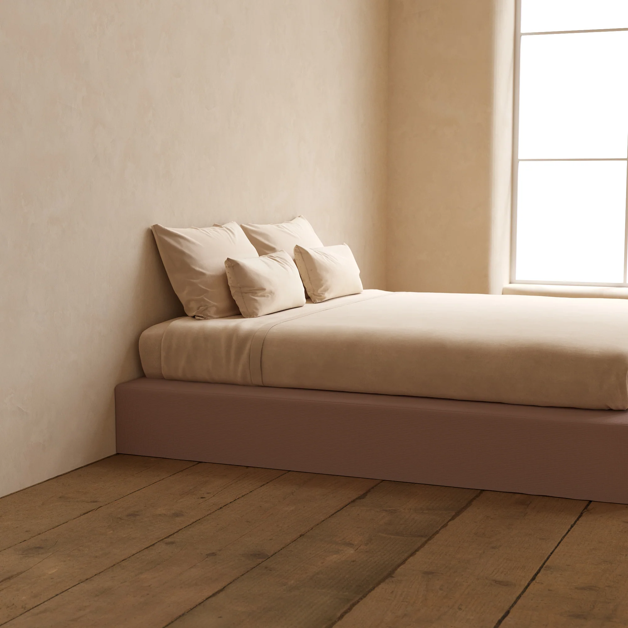 King Upholstered Platform Bed | Mizu Weave in Sakura - Image 7