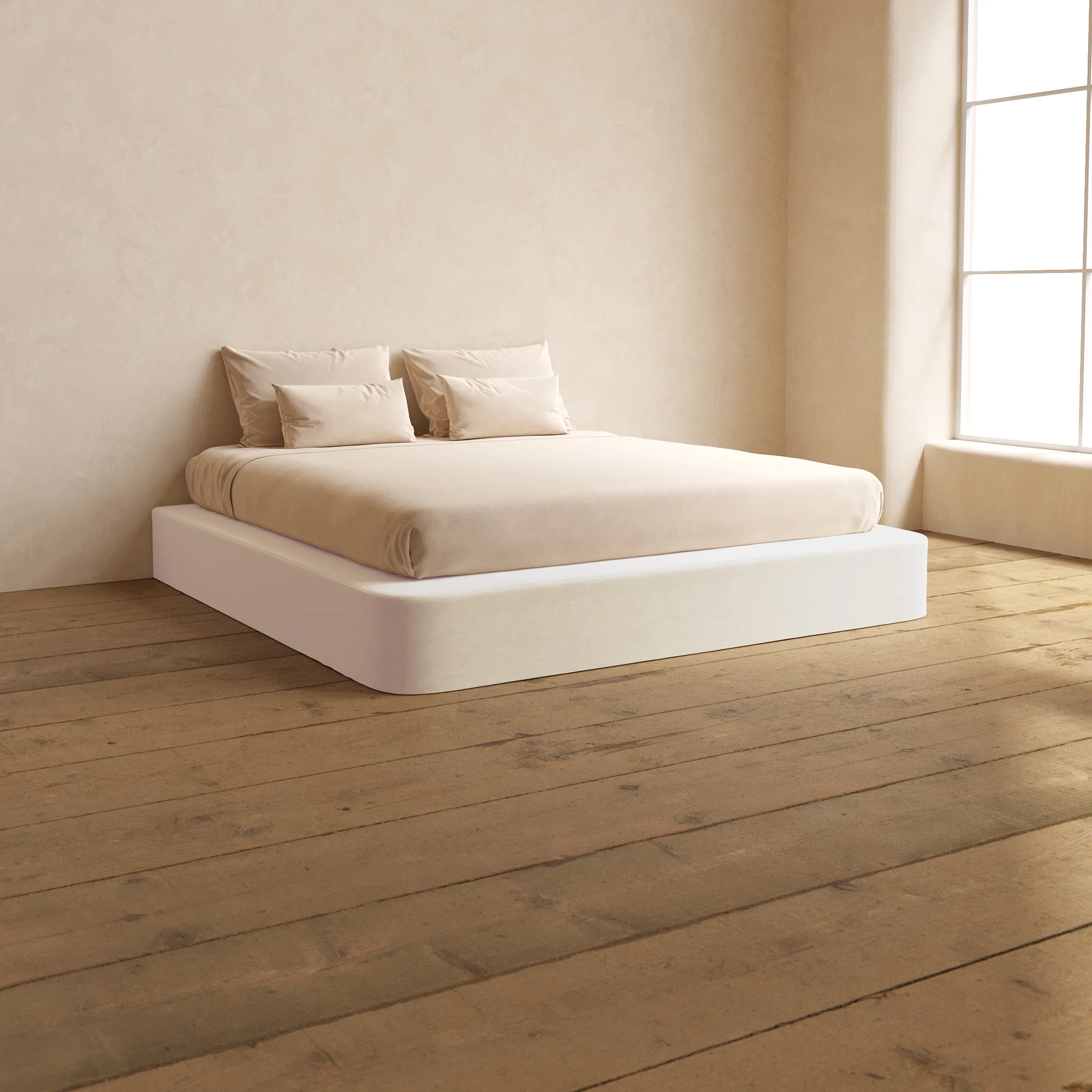 King Upholstered Platform Bed | Mod Velvet in Coco