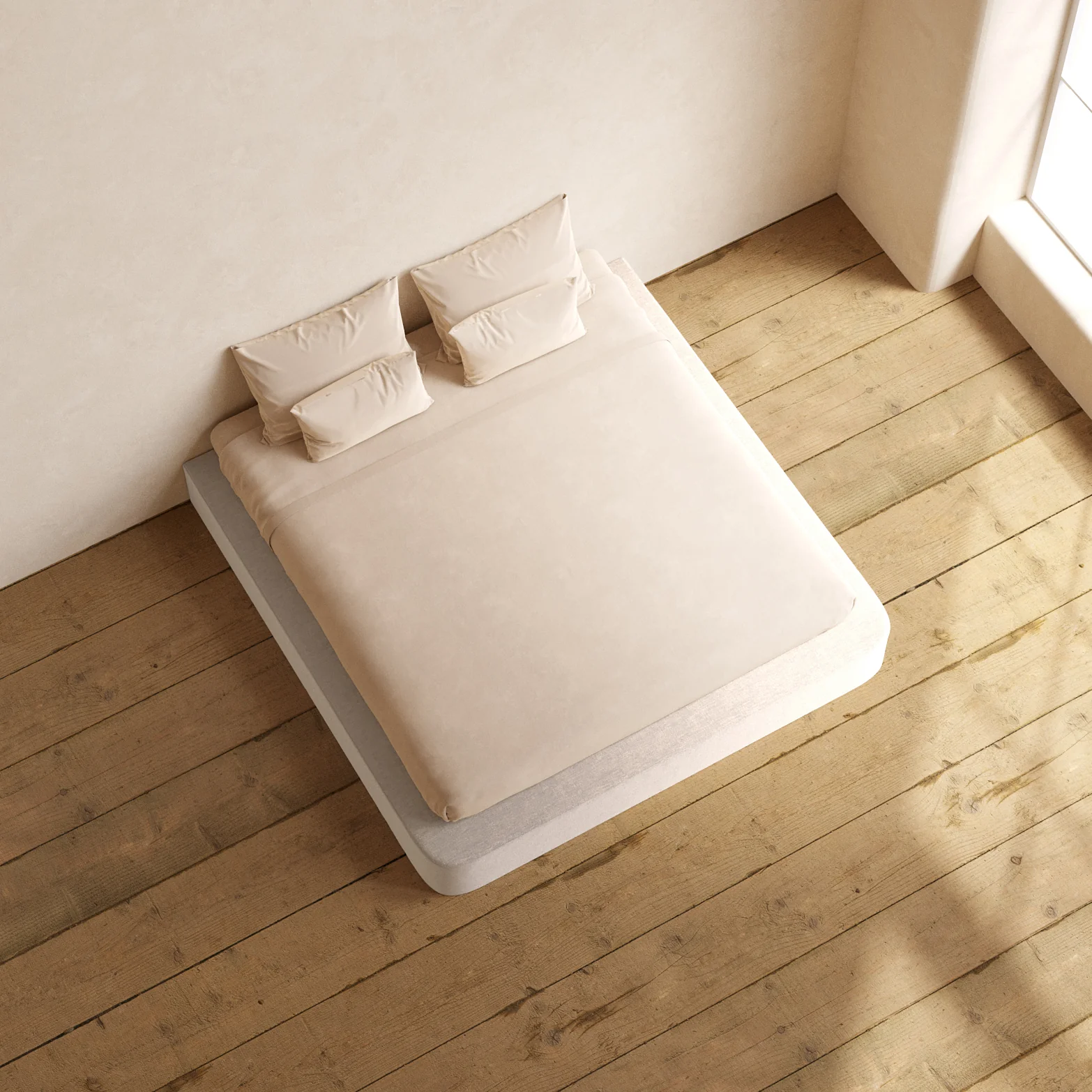 King Upholstered Platform Bed | Mod Velvet in Mist - Image 8