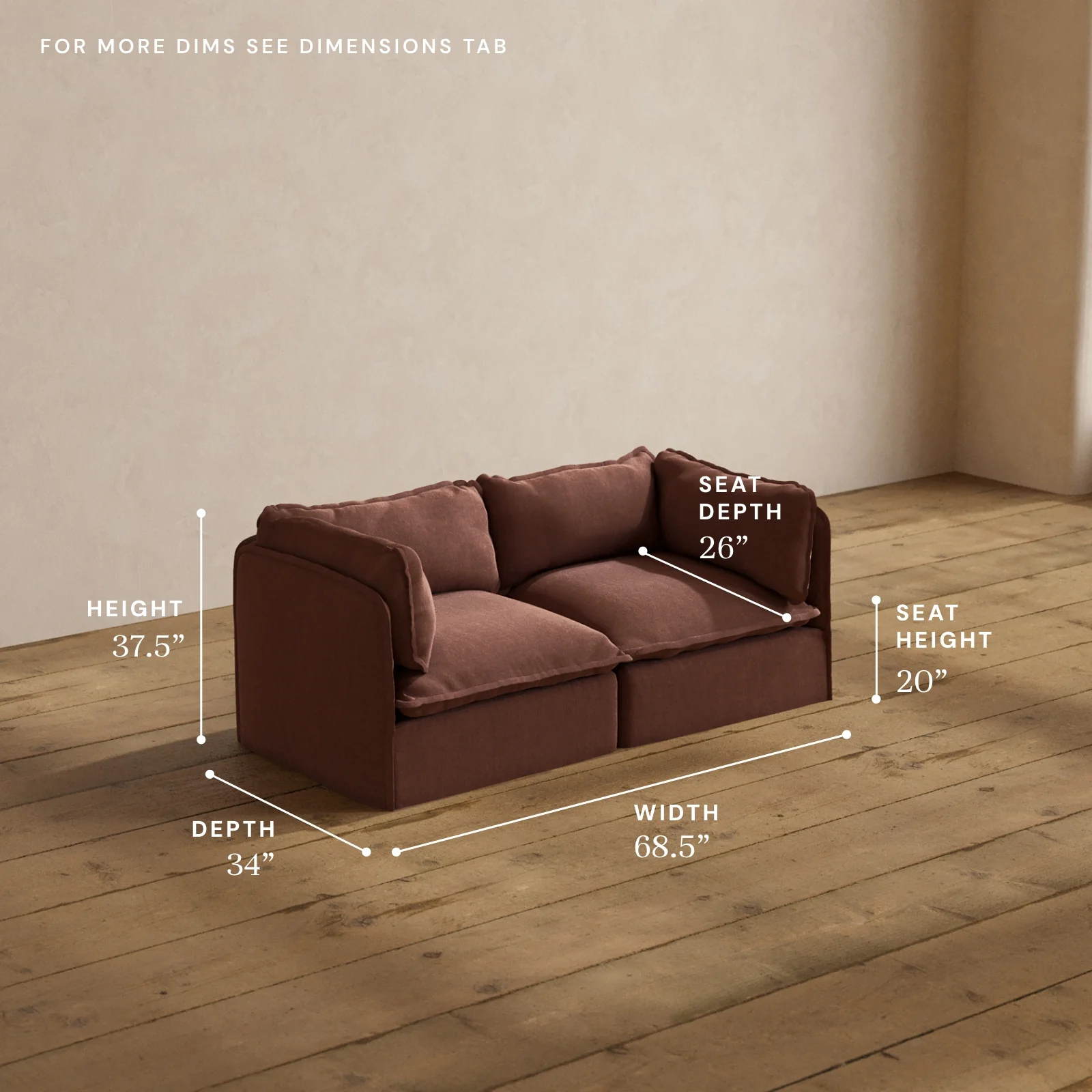 Modular Washable 2-Seater in Chestnut | Memorix+ Seat | Contour Pillow - Image 5