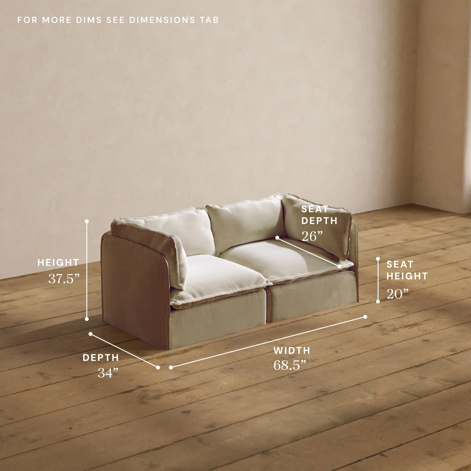 Modular Washable 2-Seater in Coco | Memorix+ Seat | Contour Pillow - Image 5