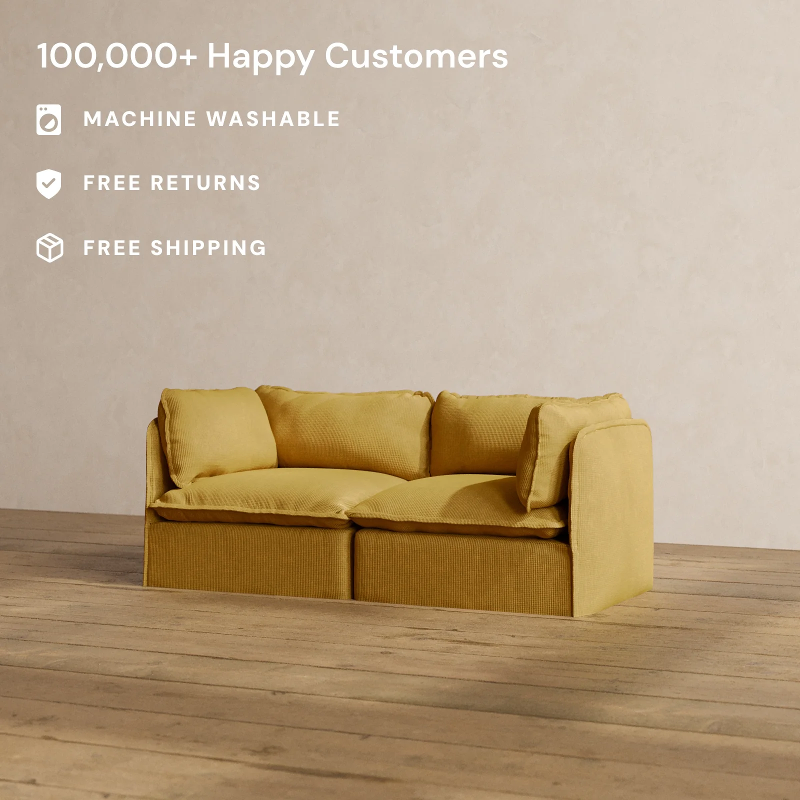 Modular Washable 2-Seater in Kiiro | Memorix+ Seat | Contour Pillow - Image 2