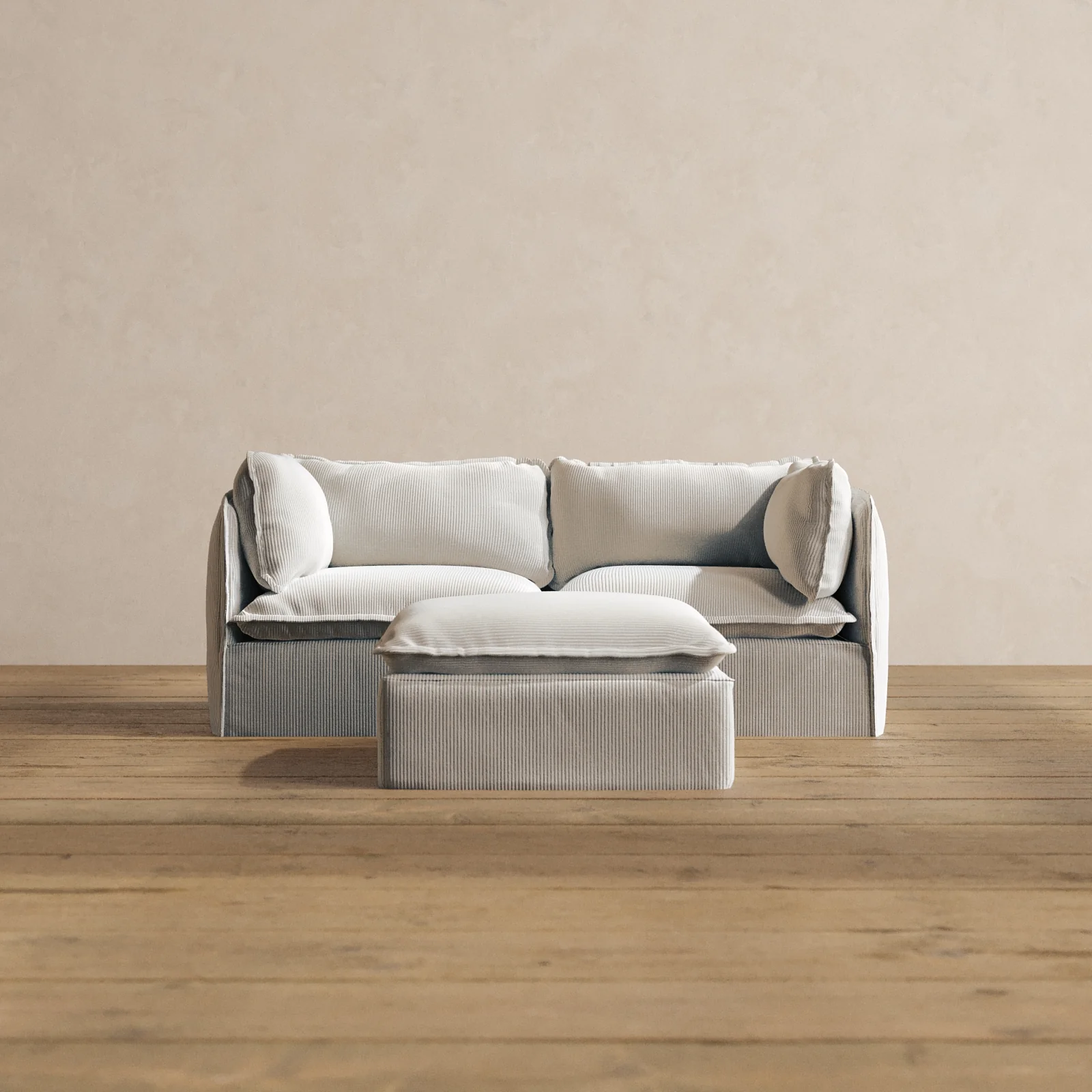 Modular Washable 2-Seater + Ottoman in Milk | Deluxe+ Seat | Cloud Pillow