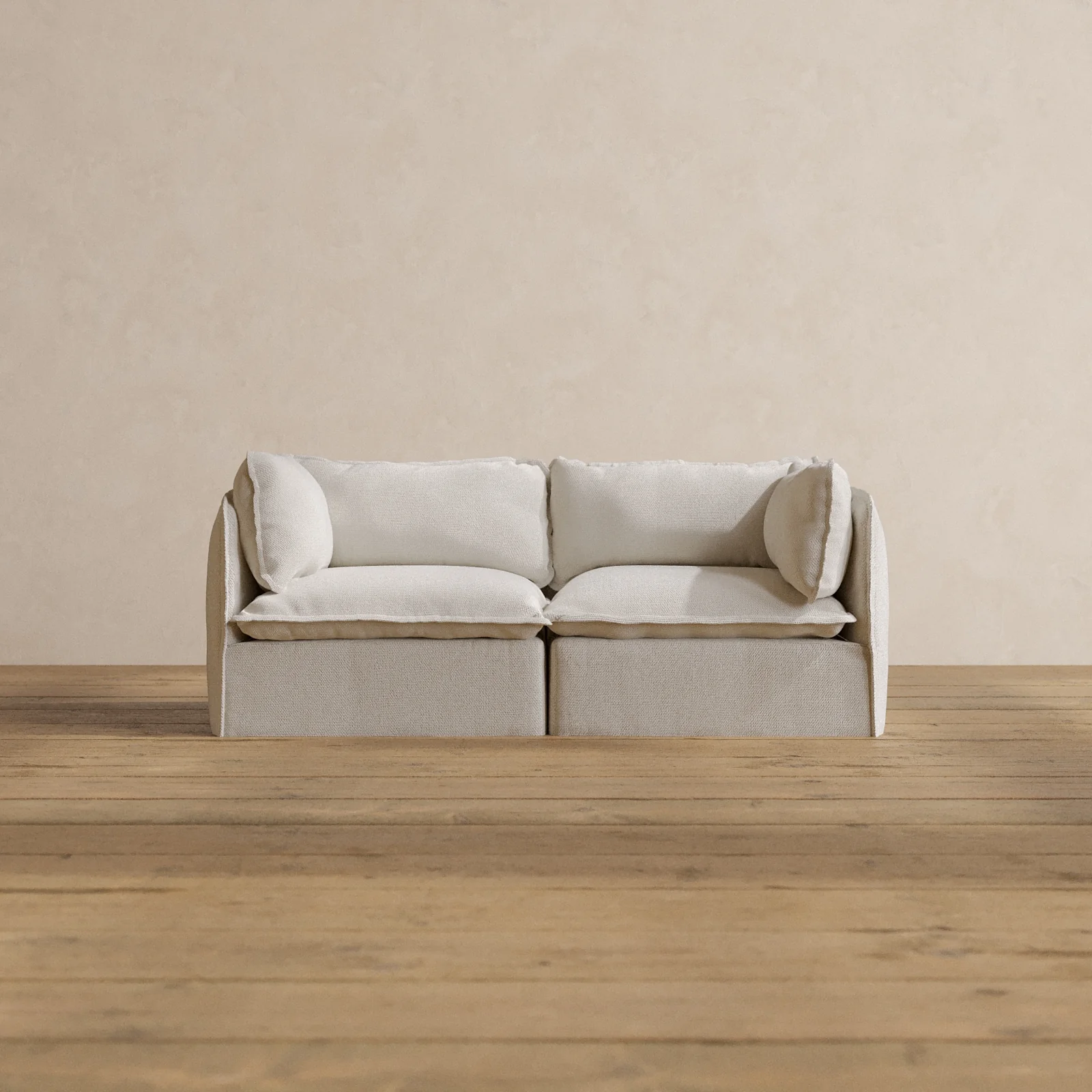 Modular Washable 2-Seater in Powder | Deluxe+ Seat | Cloud Pillow