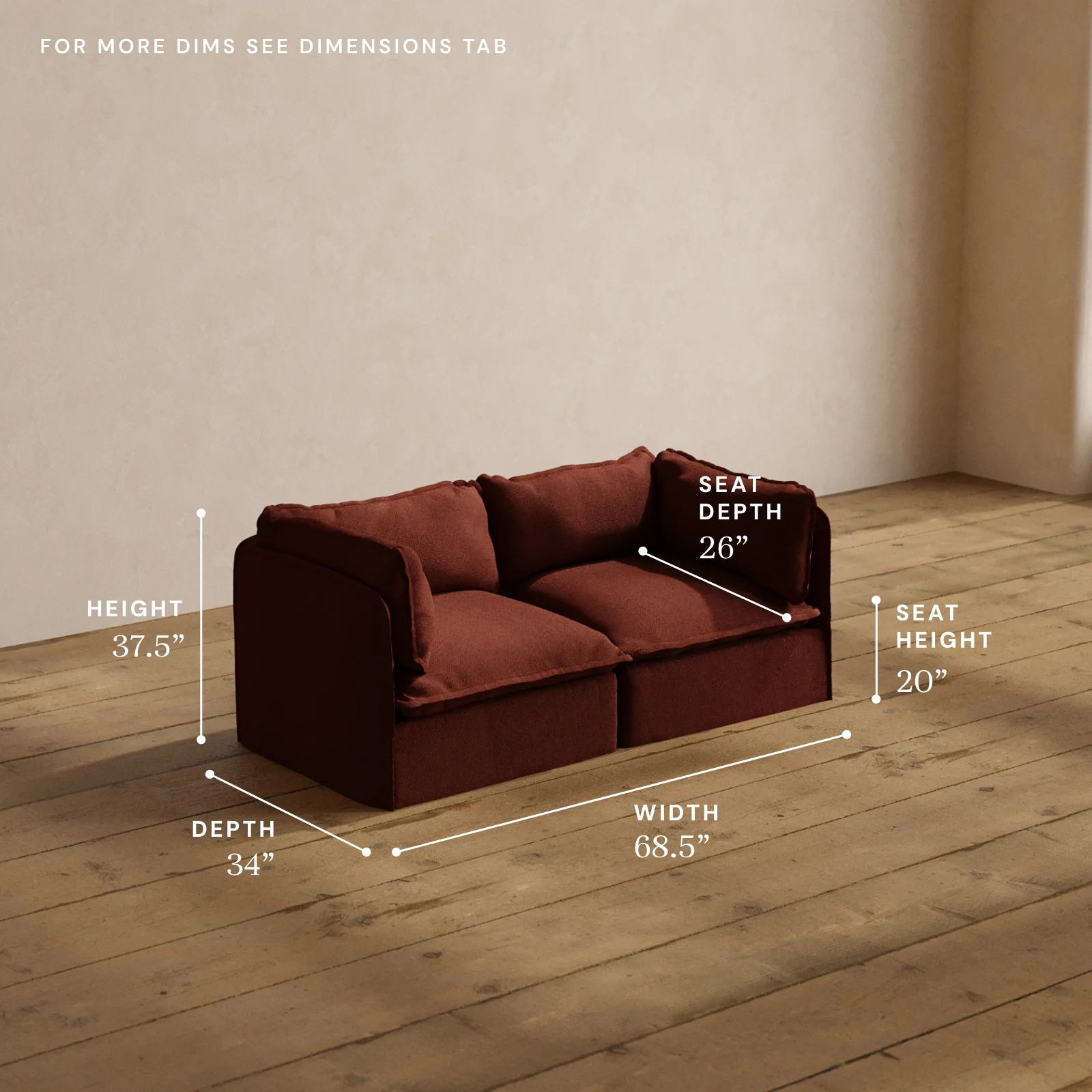 Modular Washable 2-Seater in Rust | Memorix+ Seat | Contour Pillow - Image 5