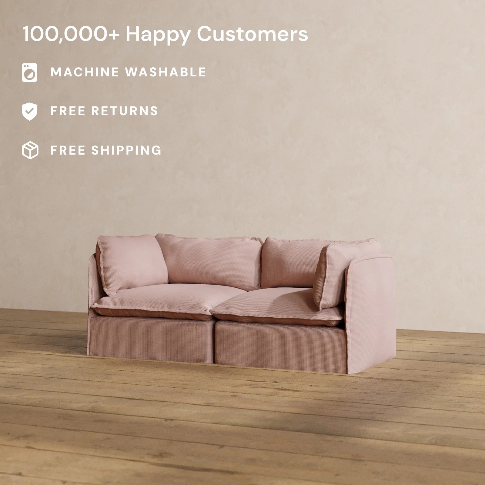 Modular Washable 2-Seater in Sakura | Deluxe+ Seat | Cloud Pillow - Image 2