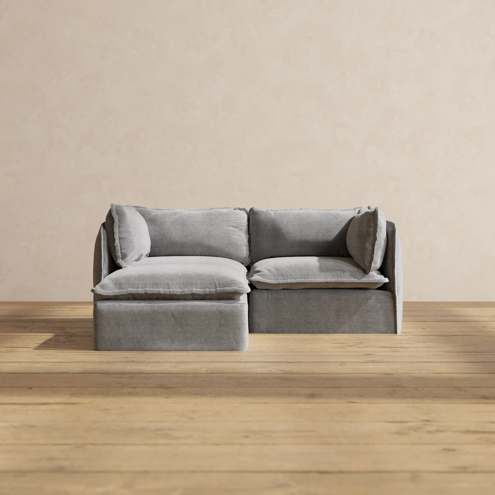 Modular Washable 2-Seater Sectional in Ash | Memorix+ Seat | Contour Pillow