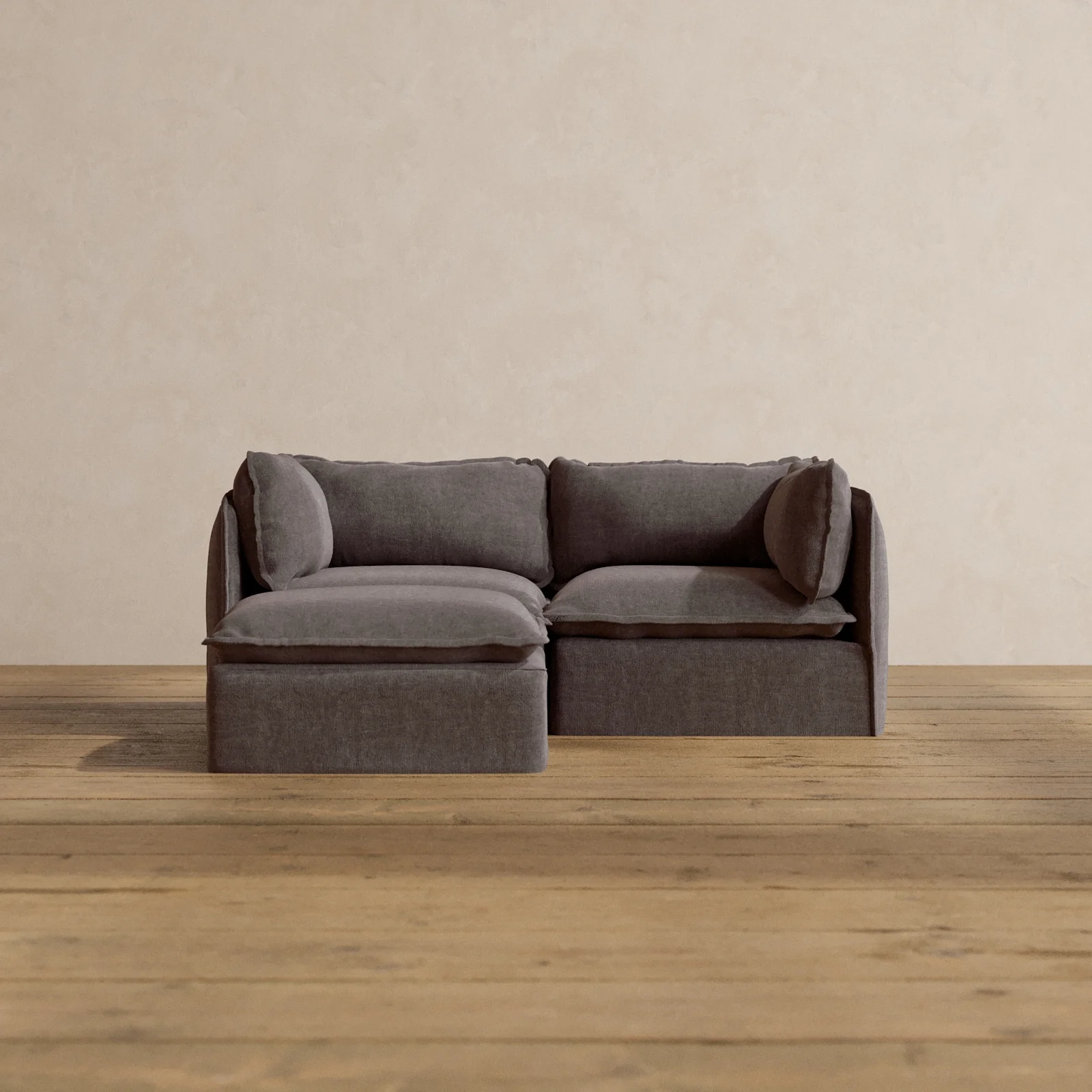 Modular Washable 2-Seater Sectional in Caviar | Deluxe+ Seat | Cloud Pillow