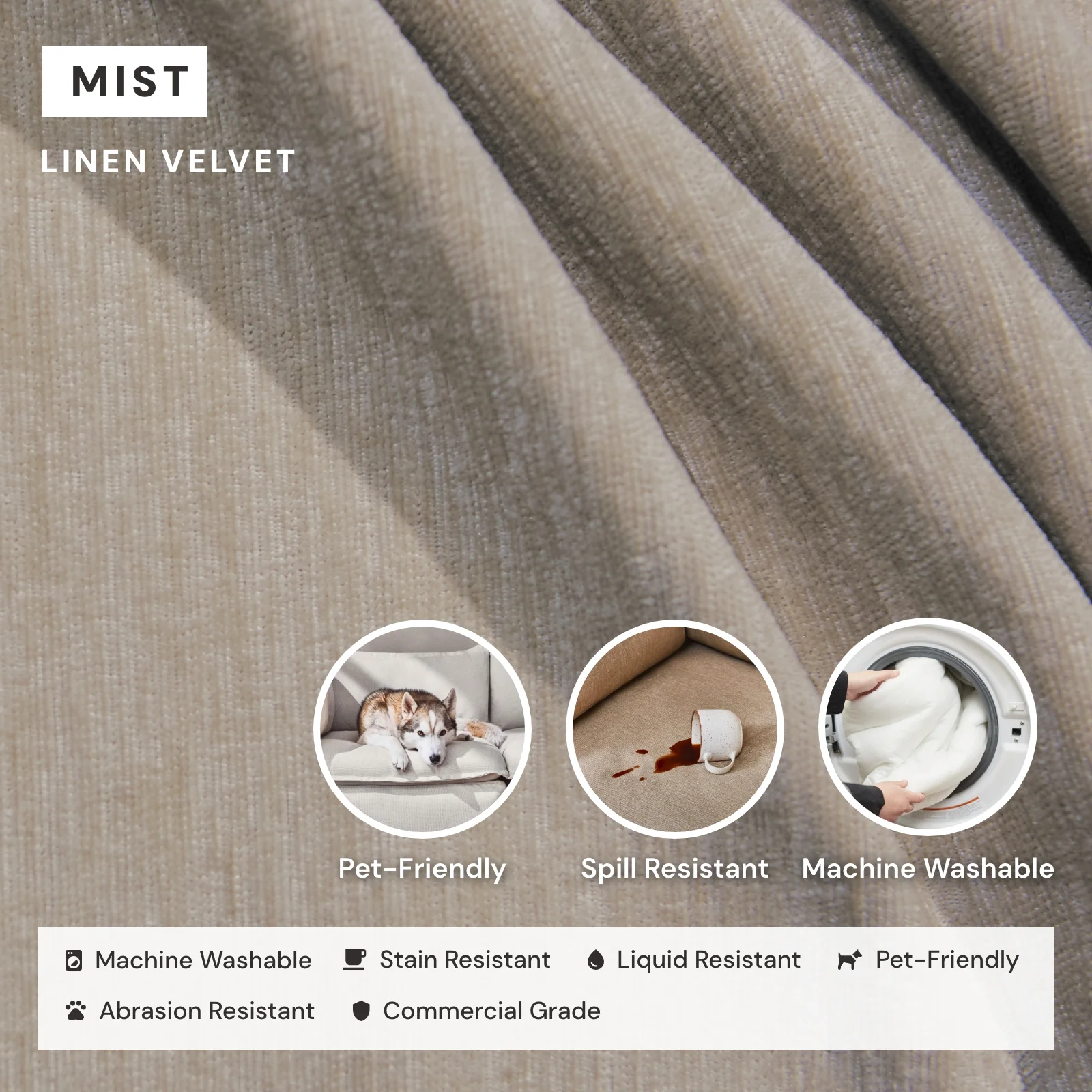 Modular Washable 2-Seater Sectional in Mist | Deluxe+ Seat | Cloud Pillow - Image 3
