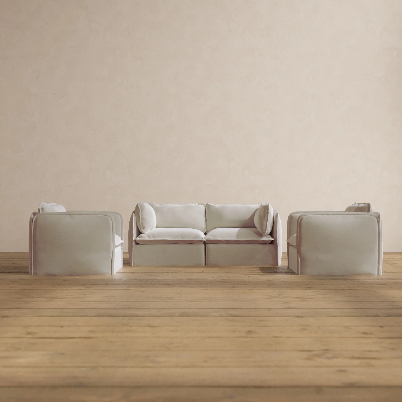 Modular Washable 2-Seater Sofa + Armchair Set in Coco | Memorix+ Seat | Contour Pillow