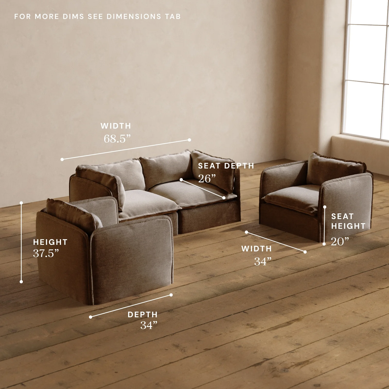 Modular Washable 2-Seater Sofa + Armchair Set in Mist | Deluxe+ Seat | Cloud Pillow - Image 5
