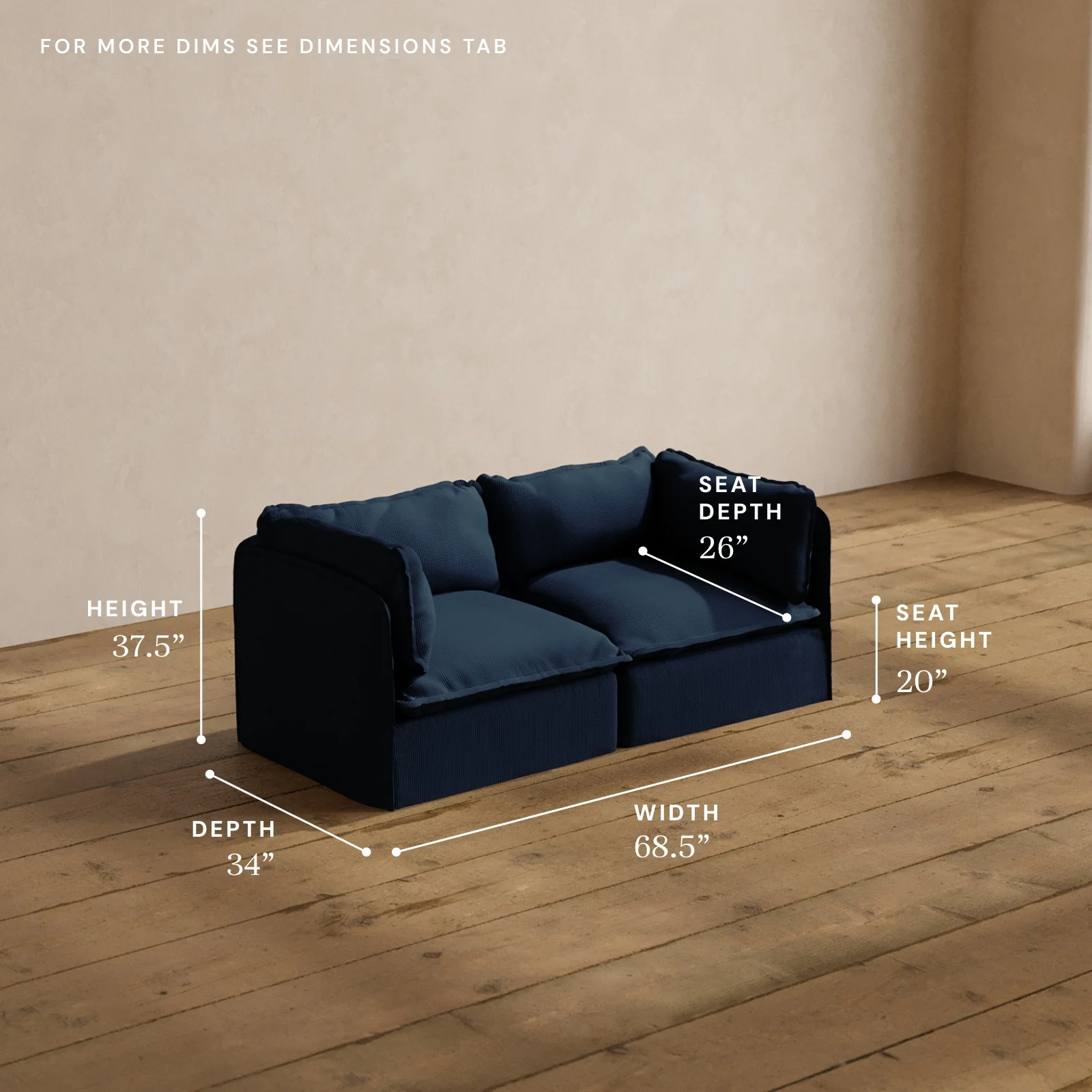 Modular Washable 2-Seater in Sumi | Deluxe+ Seat | Cloud Pillow - Image 5