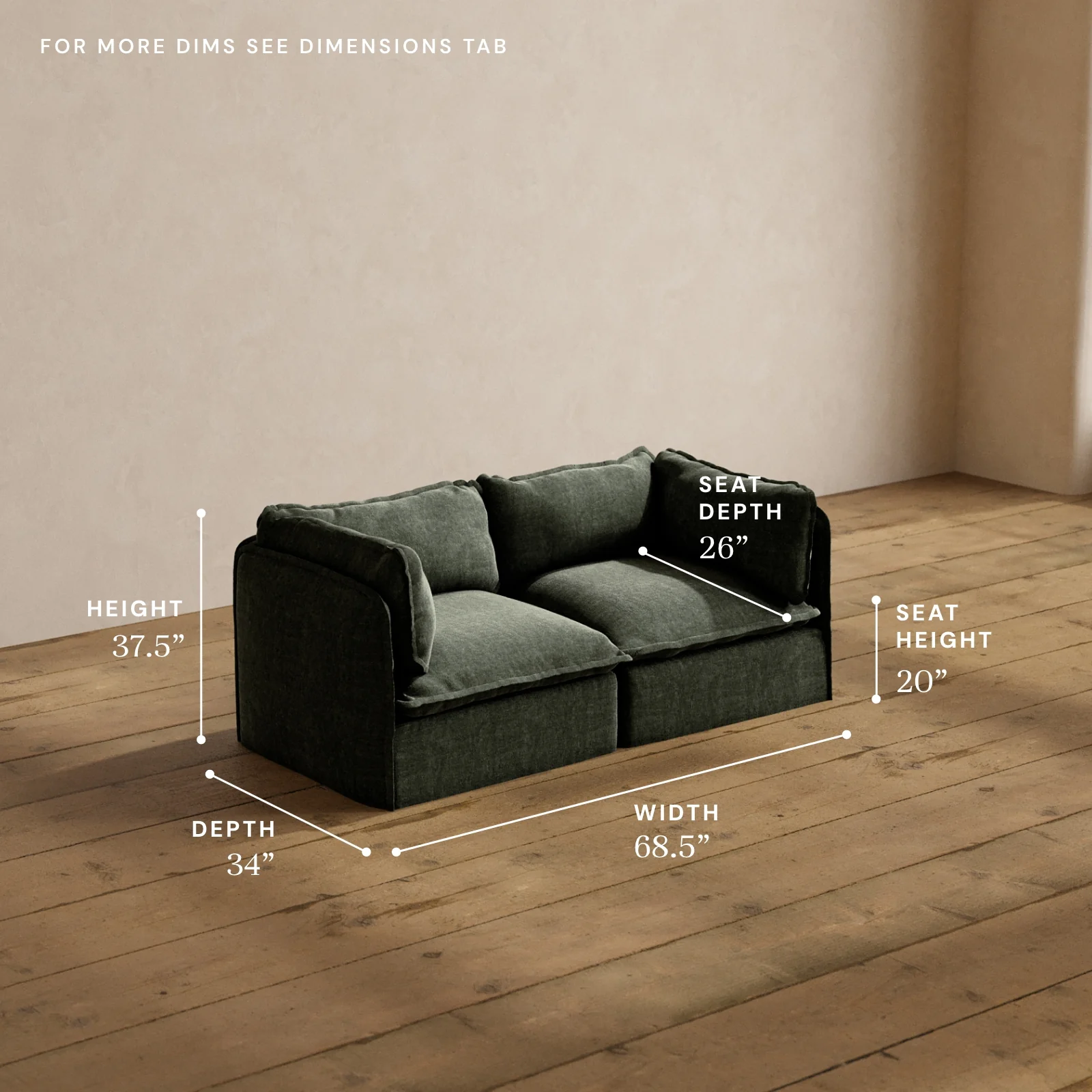 Modular Washable 2-Seater in Willow | Memorix+ Seat | Contour Pillow - Image 5