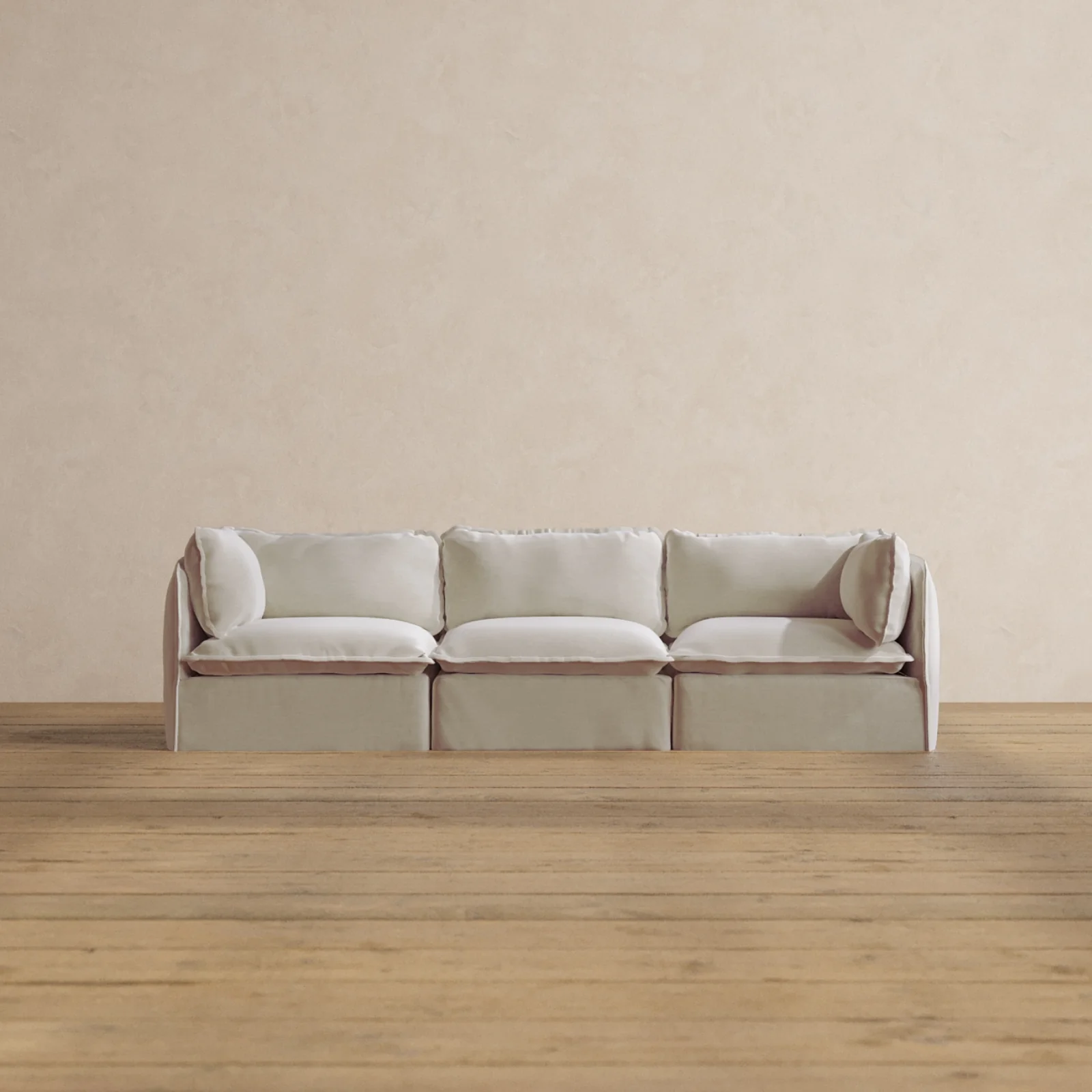 Modular Washable 3-Seater in Coco | Deluxe+ Seat | Cloud Pillow