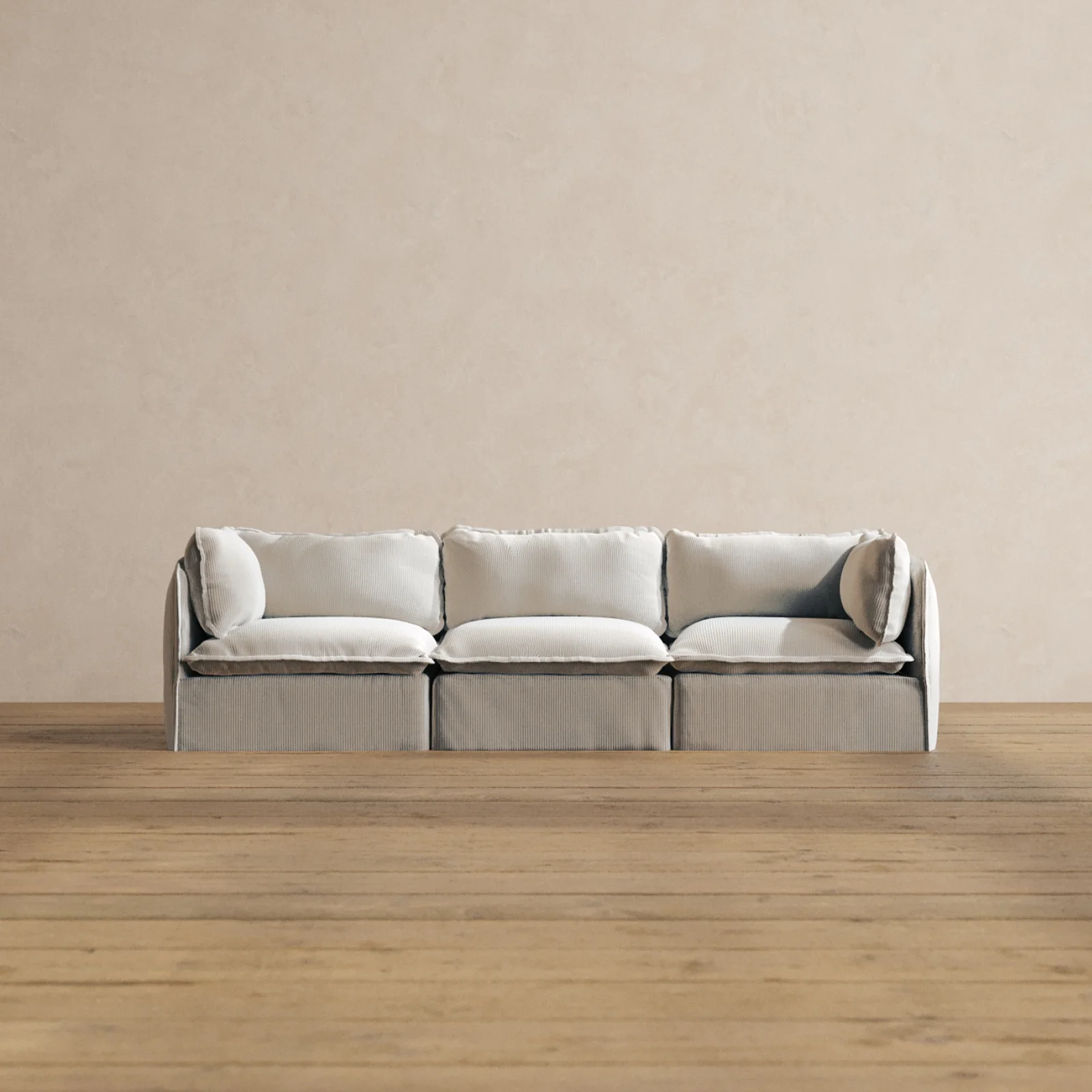 Modular Washable 3-Seater in Milk | Deluxe+ Seat | Cloud Pillow