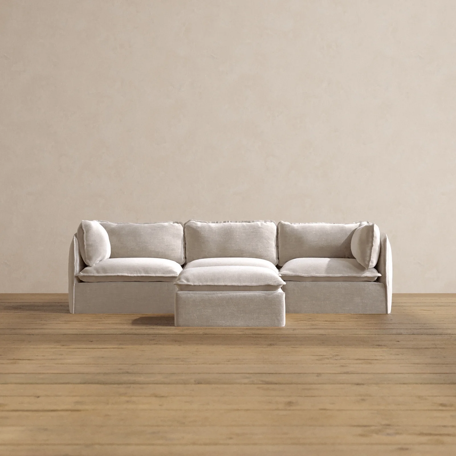 Modular Washable 3-Seater + Ottoman in Mist | Memorix+ Seat | Contour Pillow
