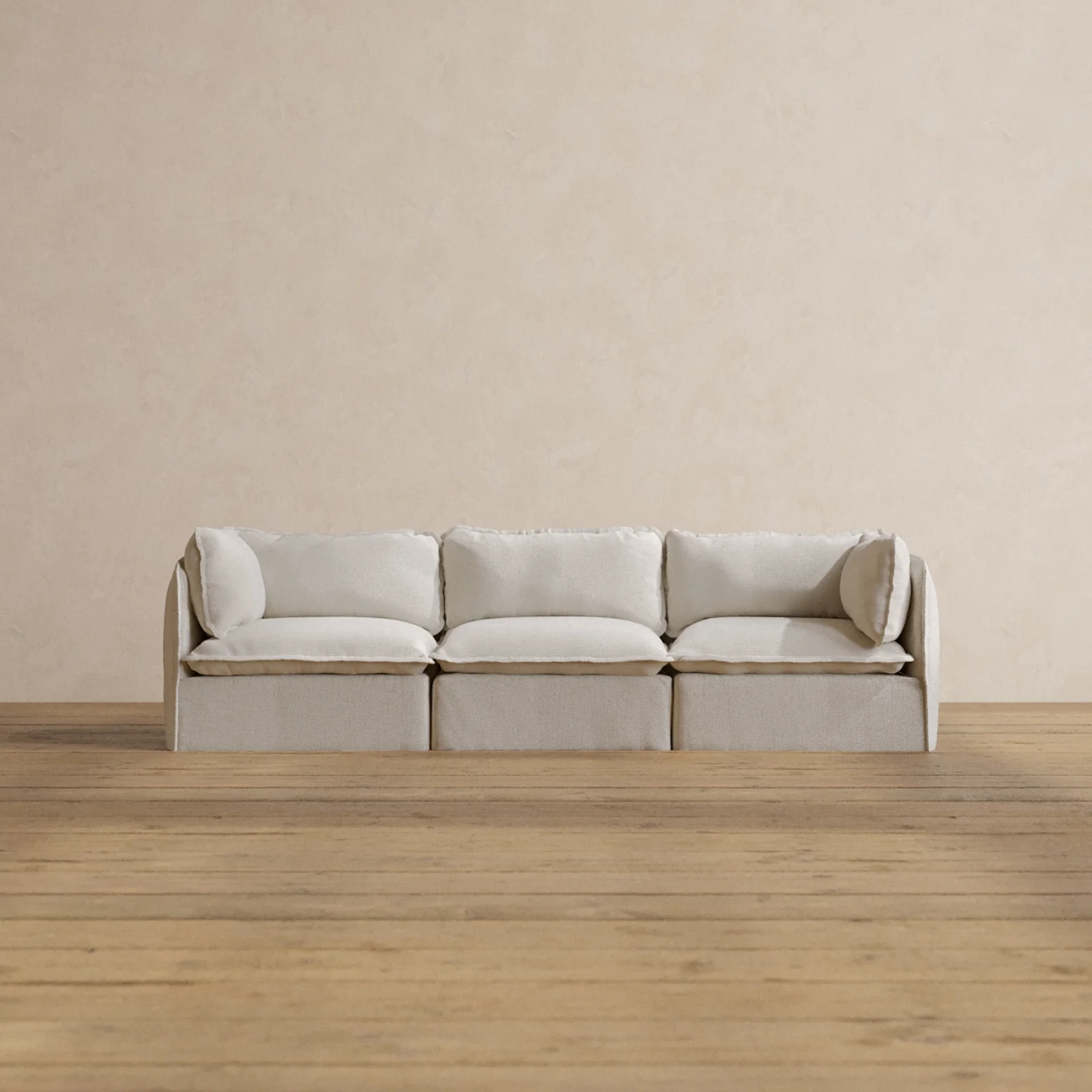 Modular Washable 3-Seater in Powder | Deluxe+ Seat | Cloud Pillow