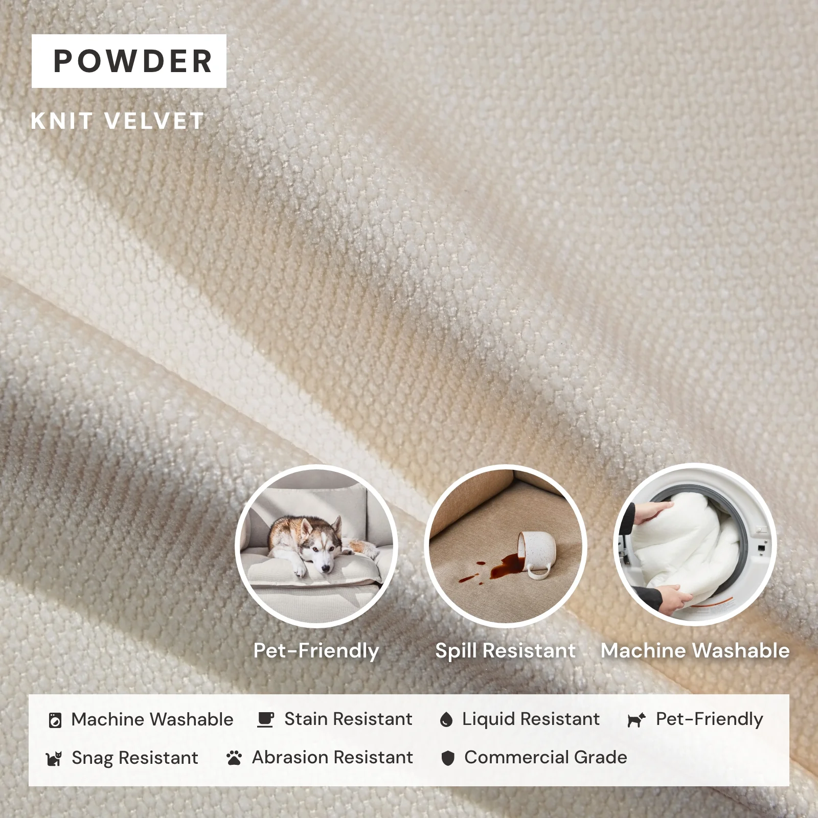 Modular Washable 3-Seater in Powder | Deluxe+ Seat | Cloud Pillow - Image 3