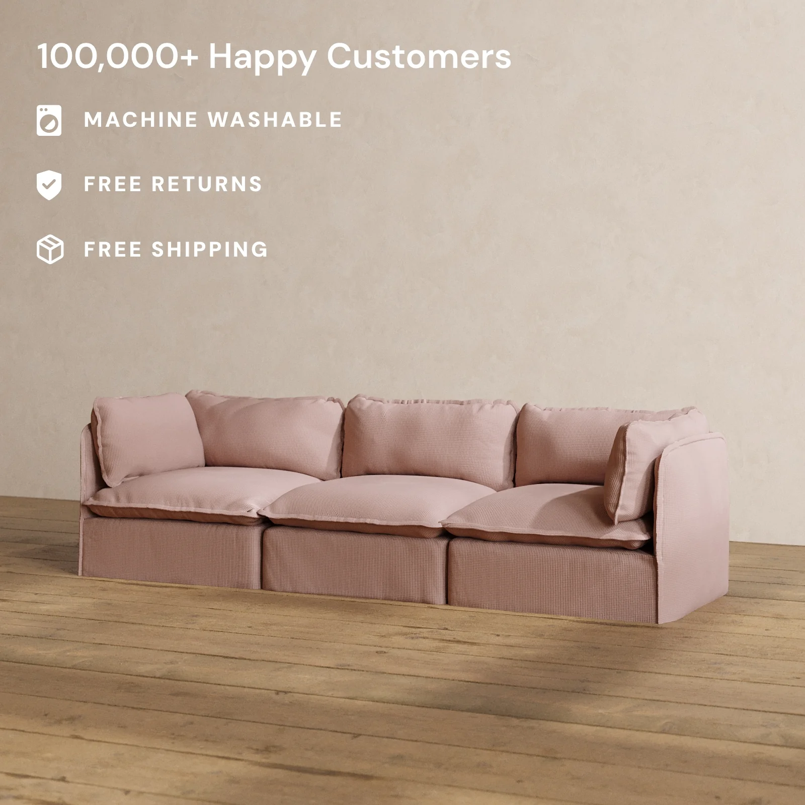 Modular Washable 3-Seater in Sakura | Memorix+ Seat | Contour Pillow - Image 2