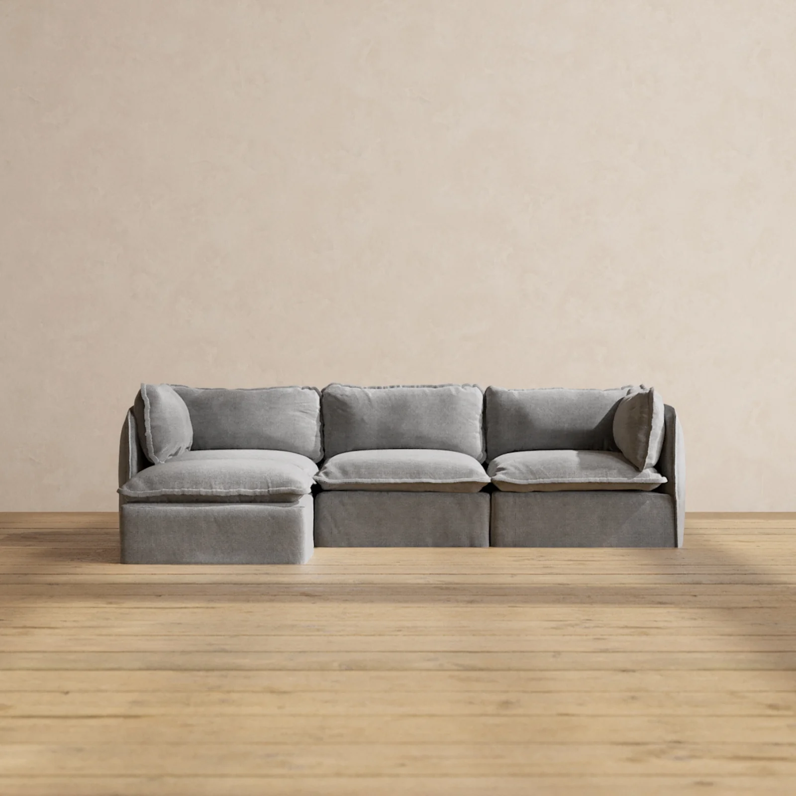 Modular Washable 3-Seater Sectional in Ash | Memorix+ Seat | Contour Pillow