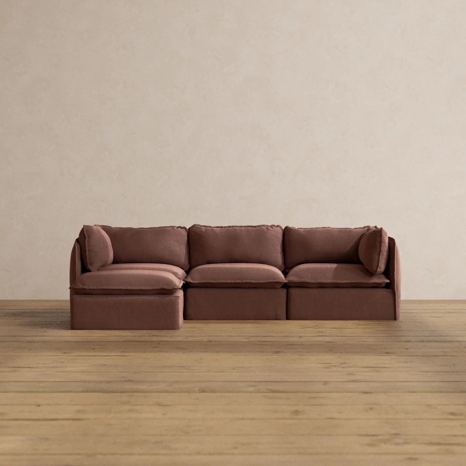 Modular Washable 3-Seater Sectional in Chestnut | Memorix+ Seat | Contour Pillow
