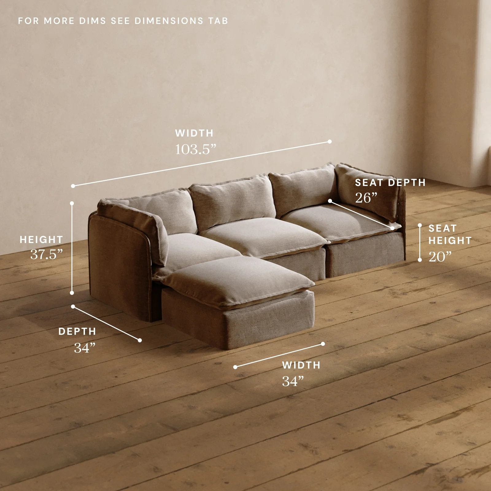 Modular Washable 3-Seater Sectional in Mist | Memorix+ Seat | Contour Pillow - Image 5