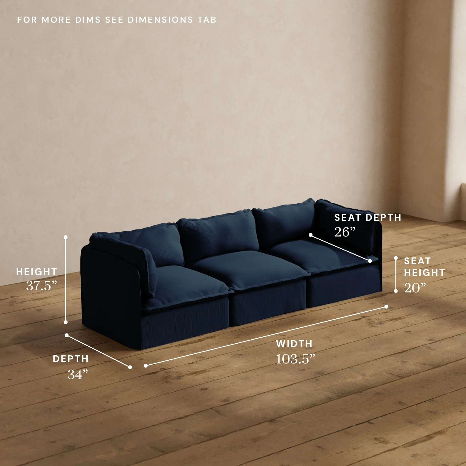 Modular Washable 3-Seater in Sumi | Deluxe+ Seat | Cloud Pillow - Image 5