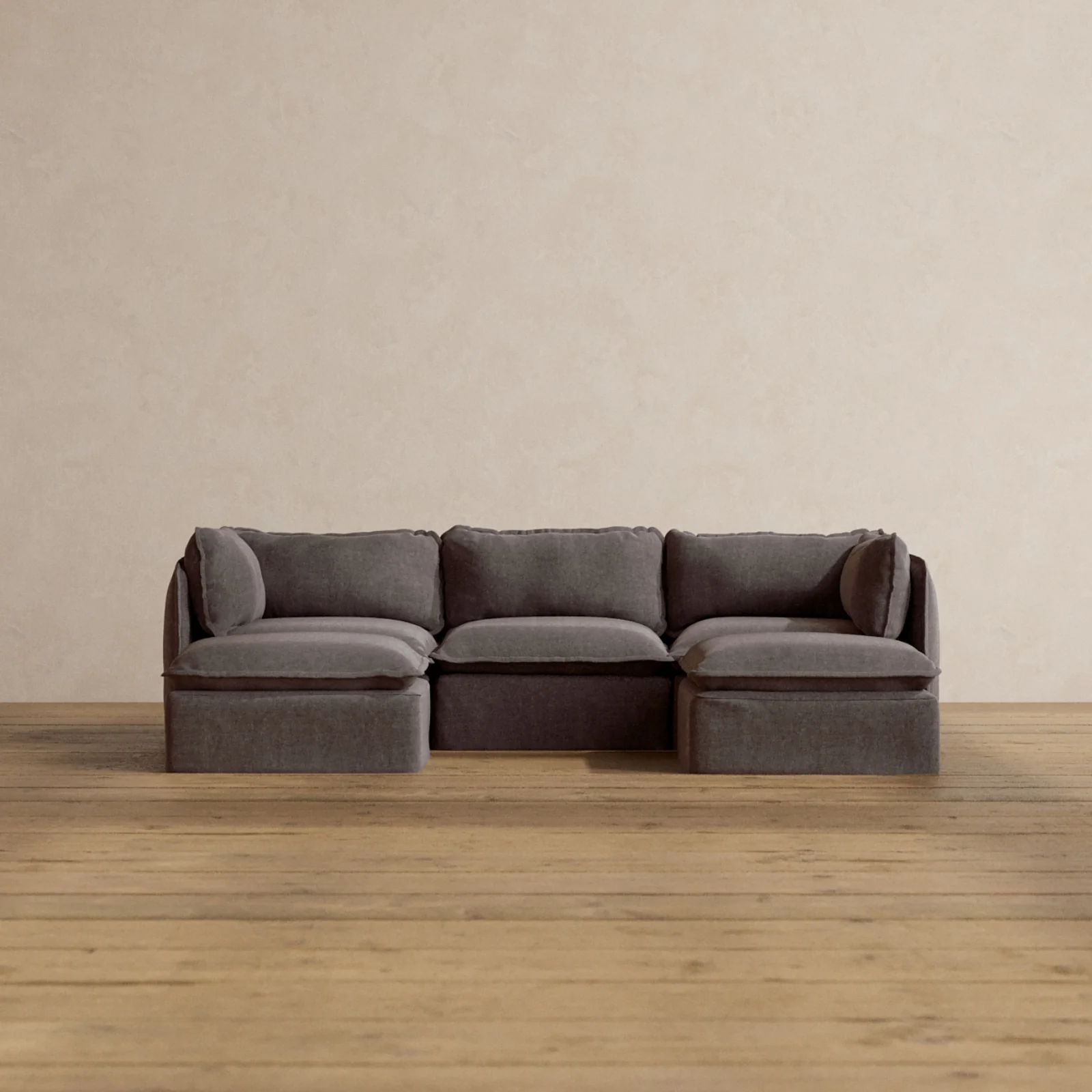 Modular Washable 3-Seater U-Sectional in Caviar | Memorix+ Seat | Contour Pillow