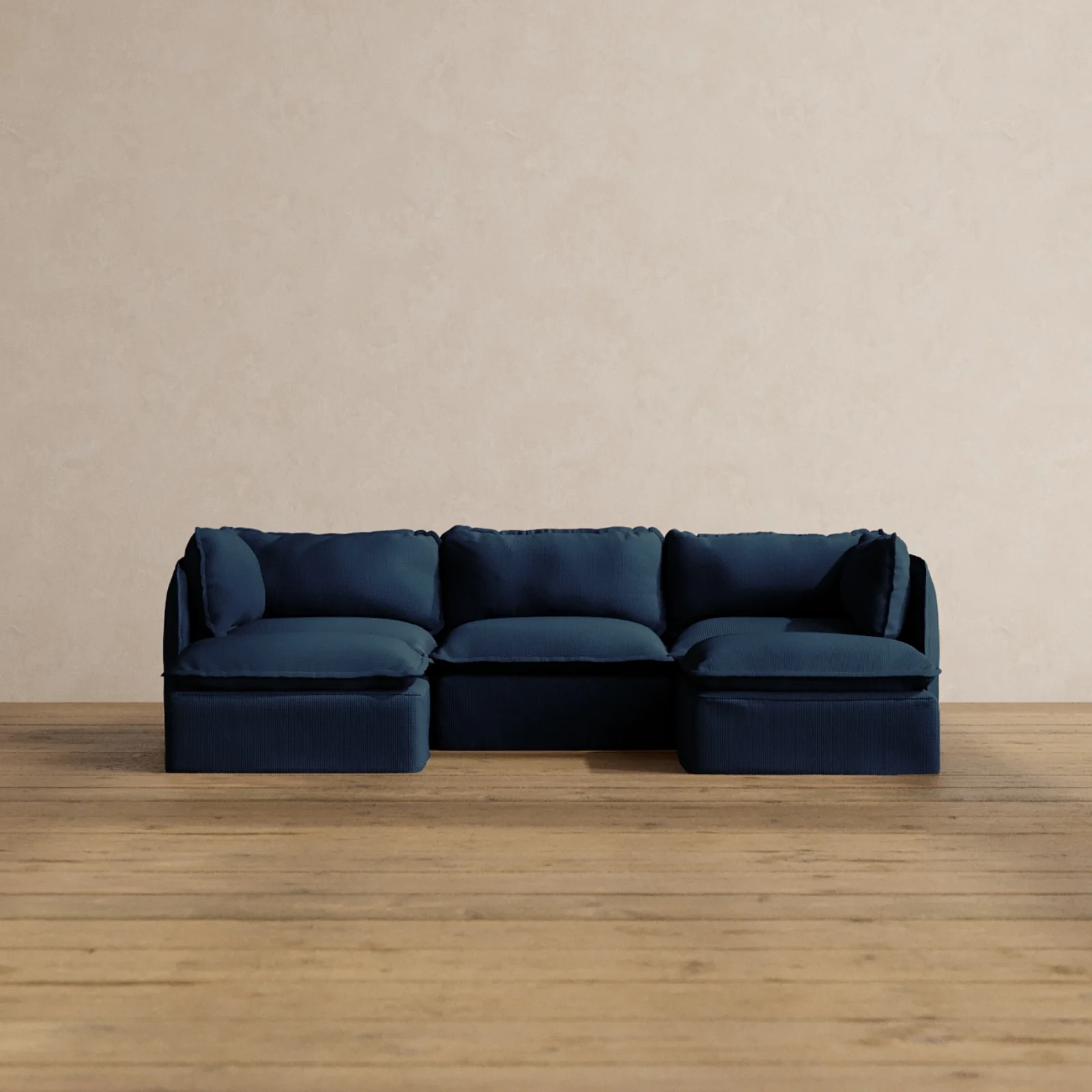 Modular Washable 3-Seater U-Sectional in Sumi | Deluxe+ Seat | Cloud Pillow