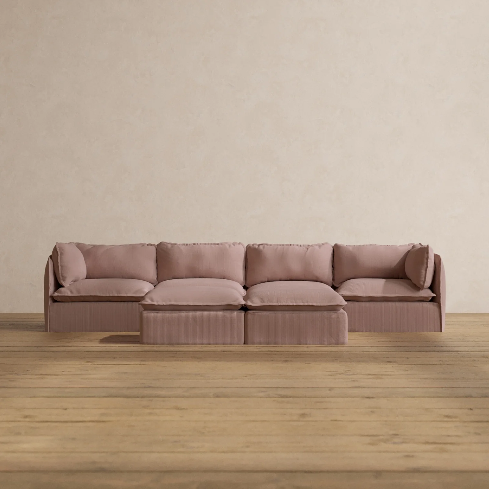 Modular Washable 4-Seater + Bench Ottoman in Sakura | Memorix+ Seat | Contour Pillow