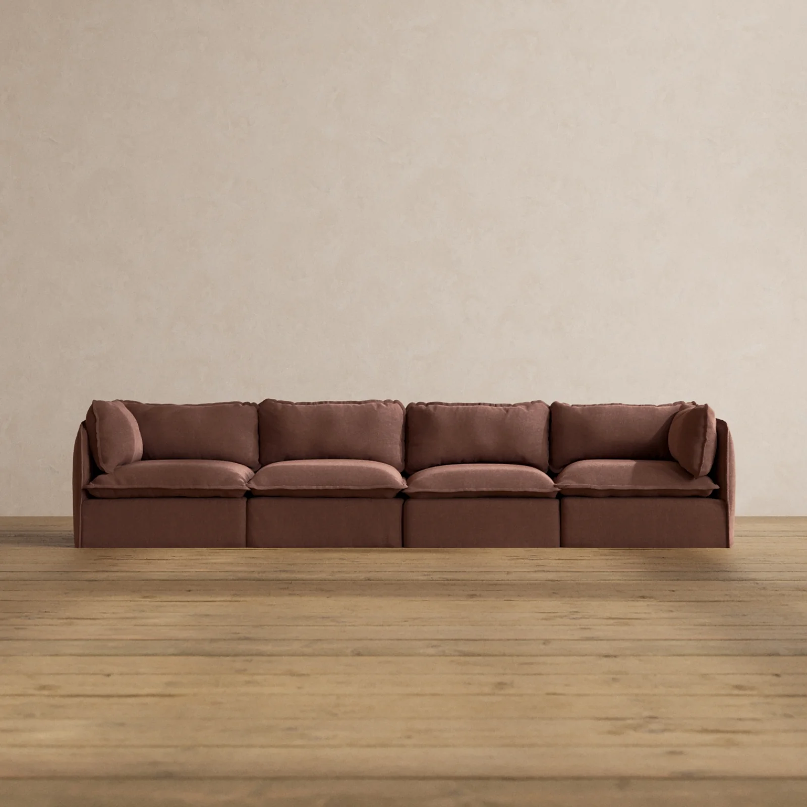 Modular Washable 4-Seater in Chestnut | Deluxe+ Seat | Cloud Pillow