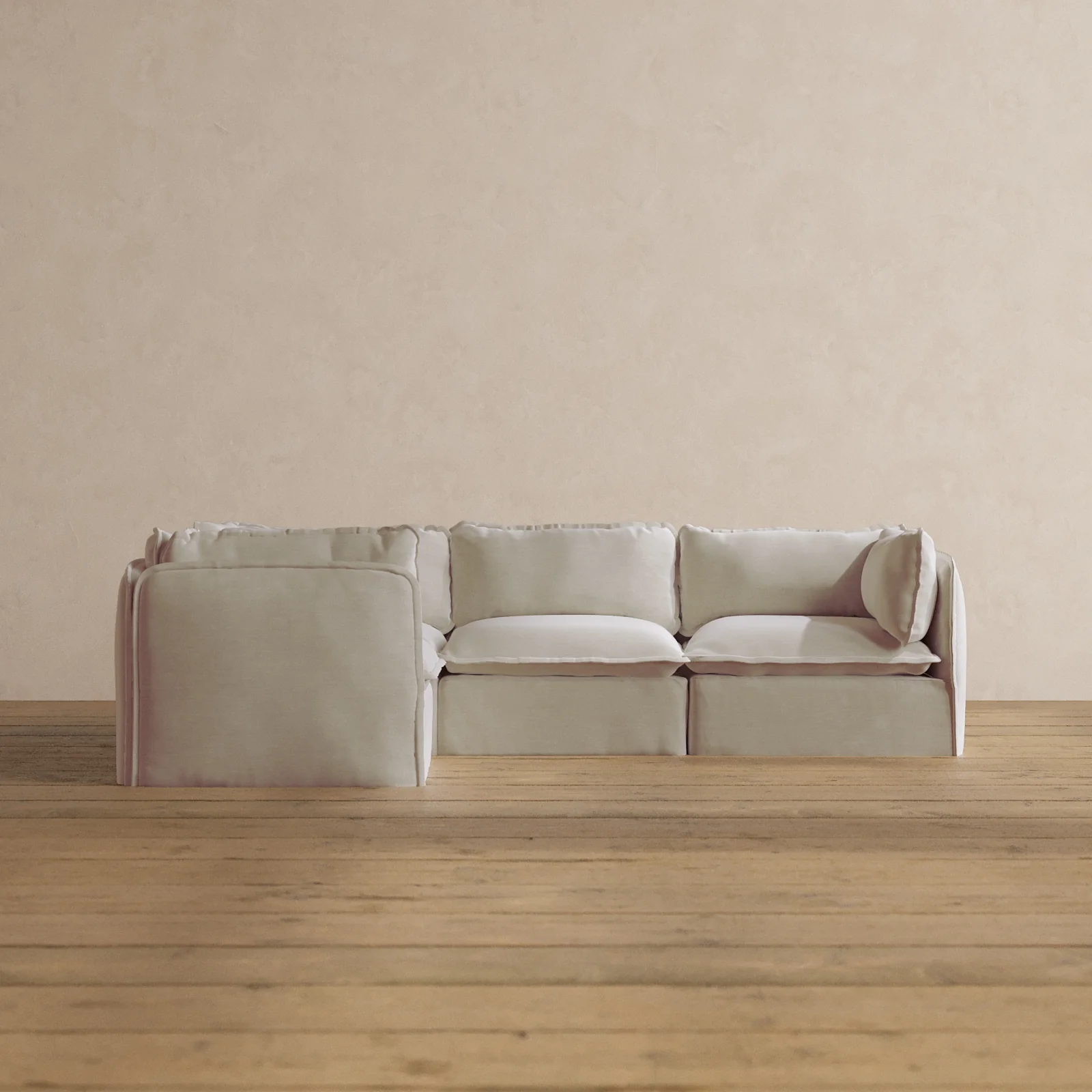 Modular Washable 4-Seater Corner Sectional in Coco | Memorix+ Seat | Contour Pillow