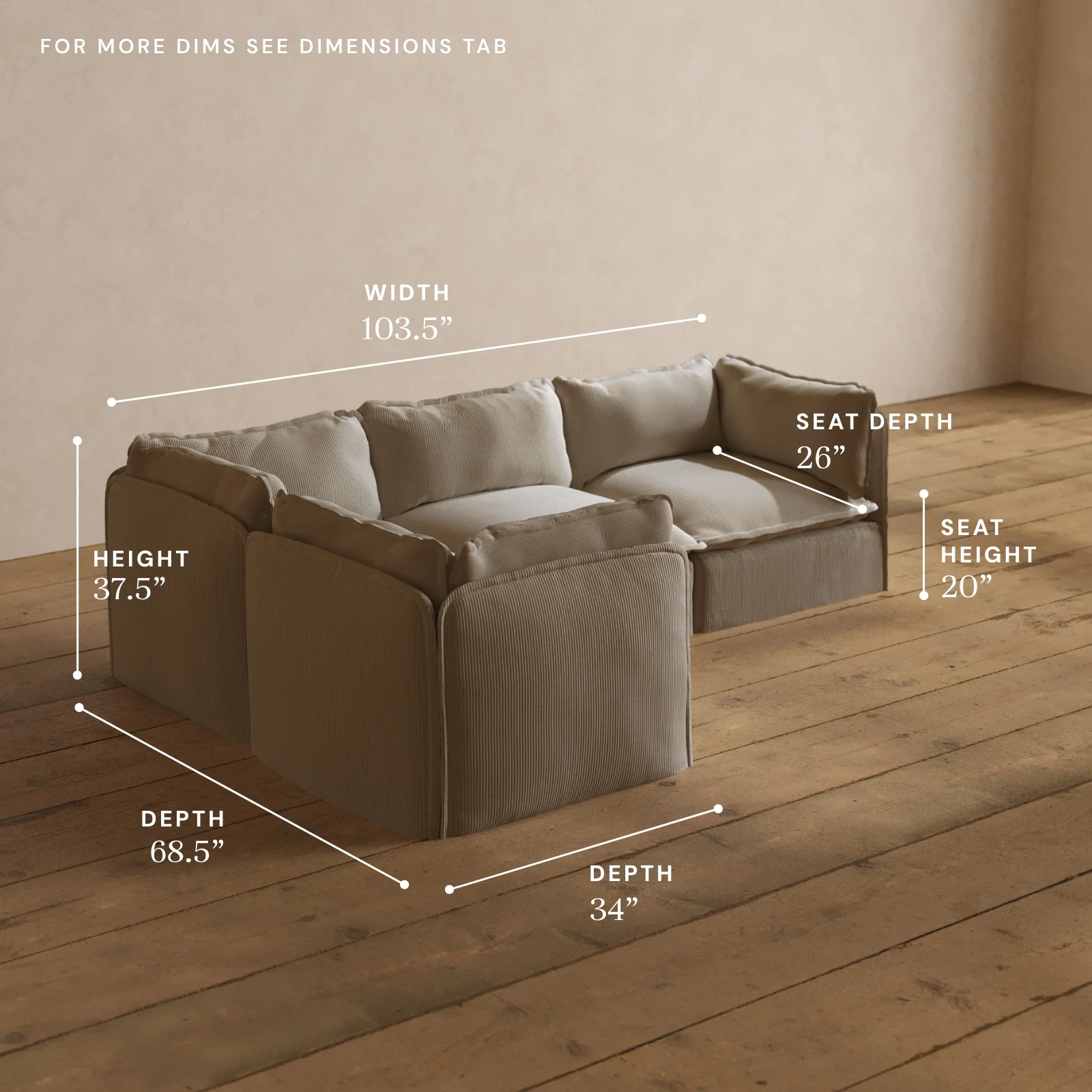 Modular Washable 4-Seater Corner Sectional in Milk | Deluxe+ Seat | Cloud Pillow - Image 5