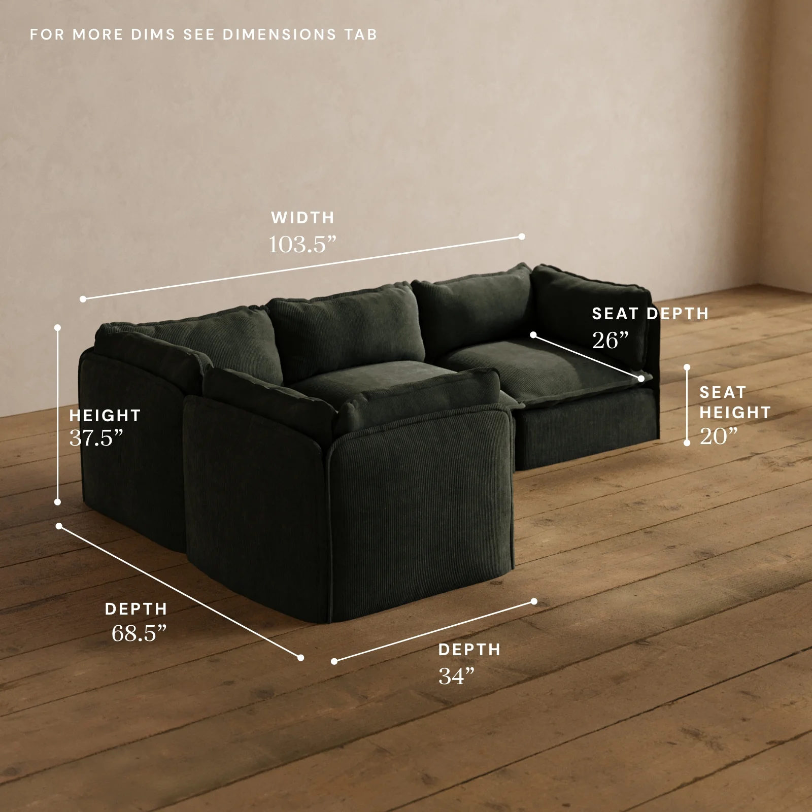 Modular Washable 4-Seater Corner Sectional in Olivine | Memorix+ Seat | Contour Pillow - Image 5
