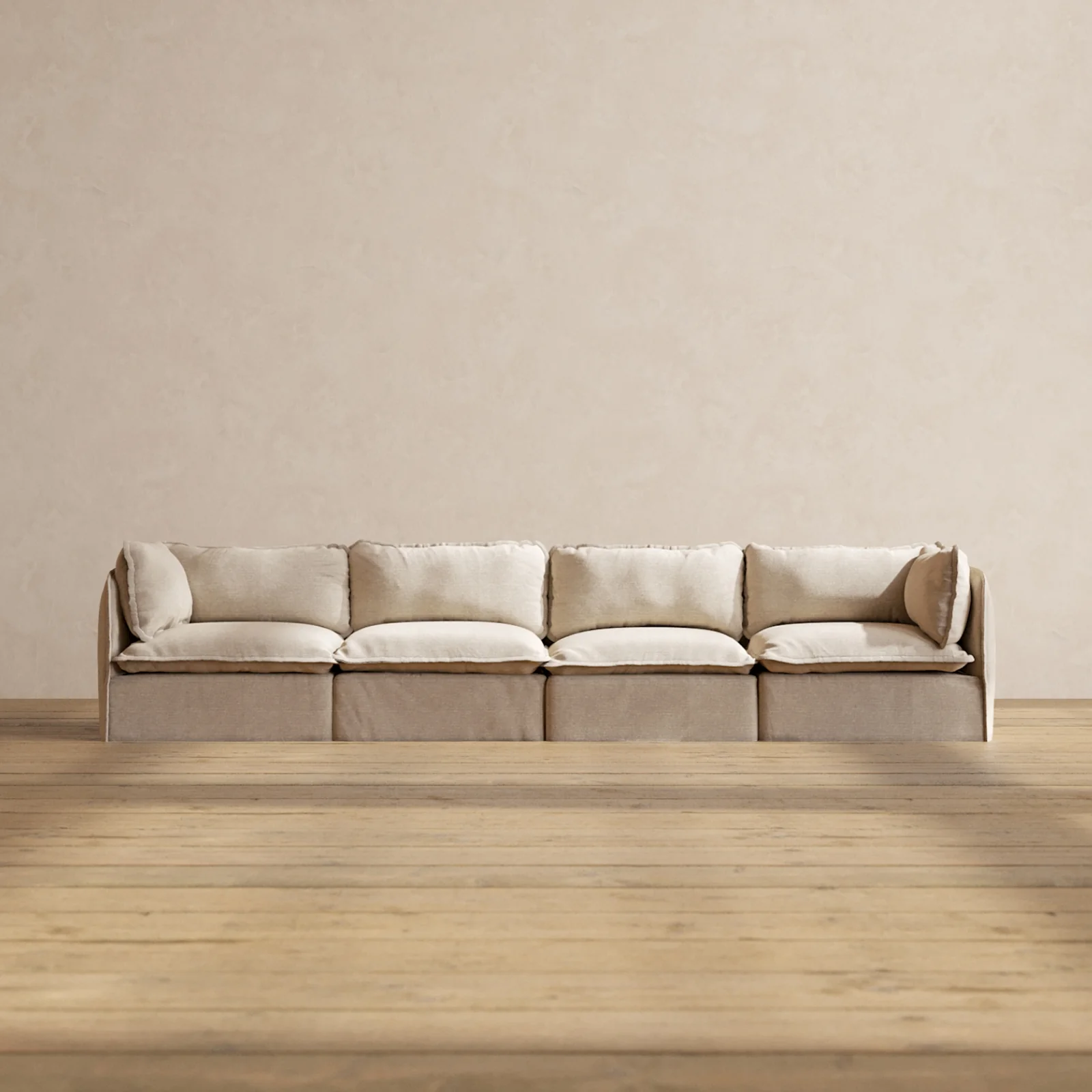 Modular Washable 4-Seater in Oat | Deluxe+ Seat | Cloud Pillow