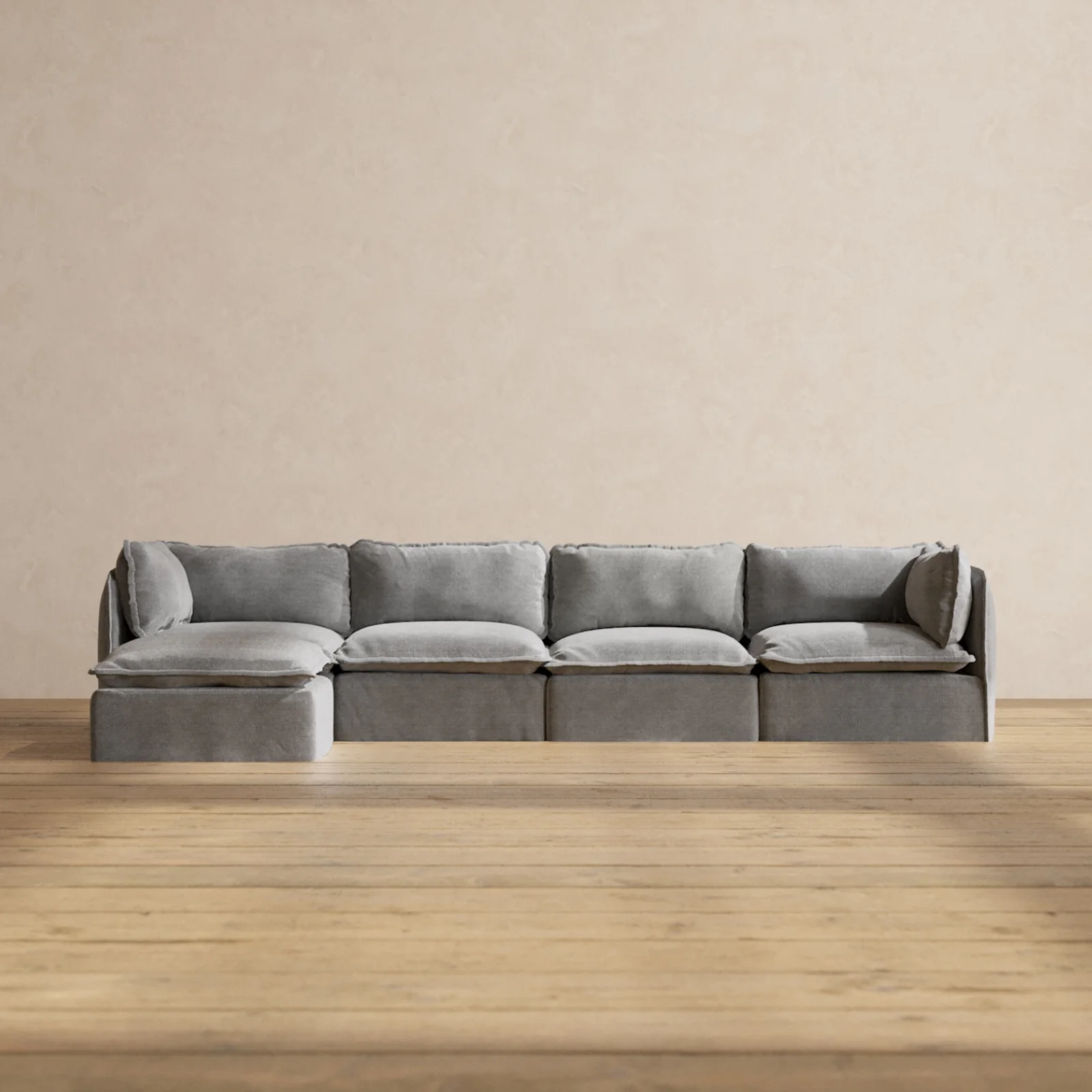 Modular Washable 4-Seater Sectional in Ash | Memorix+ Seat | Contour Pillow
